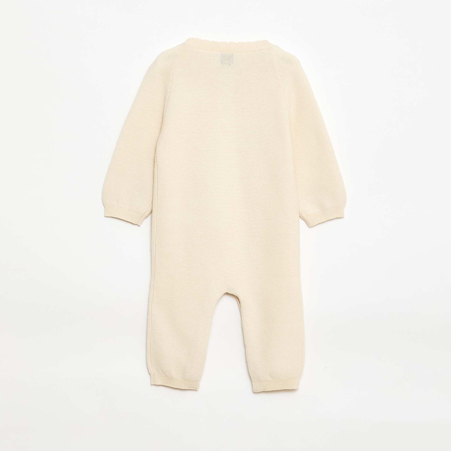 Long Knit Moss Stitch Romper WHITE