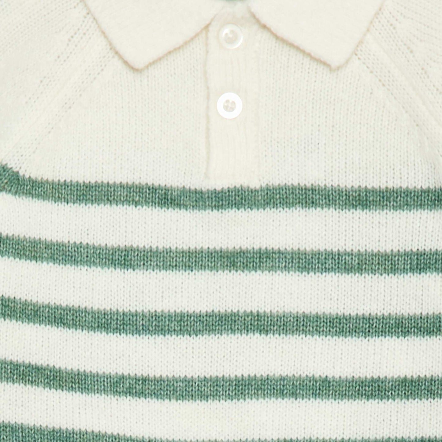 Striped Knit Polo Sweater WHITE