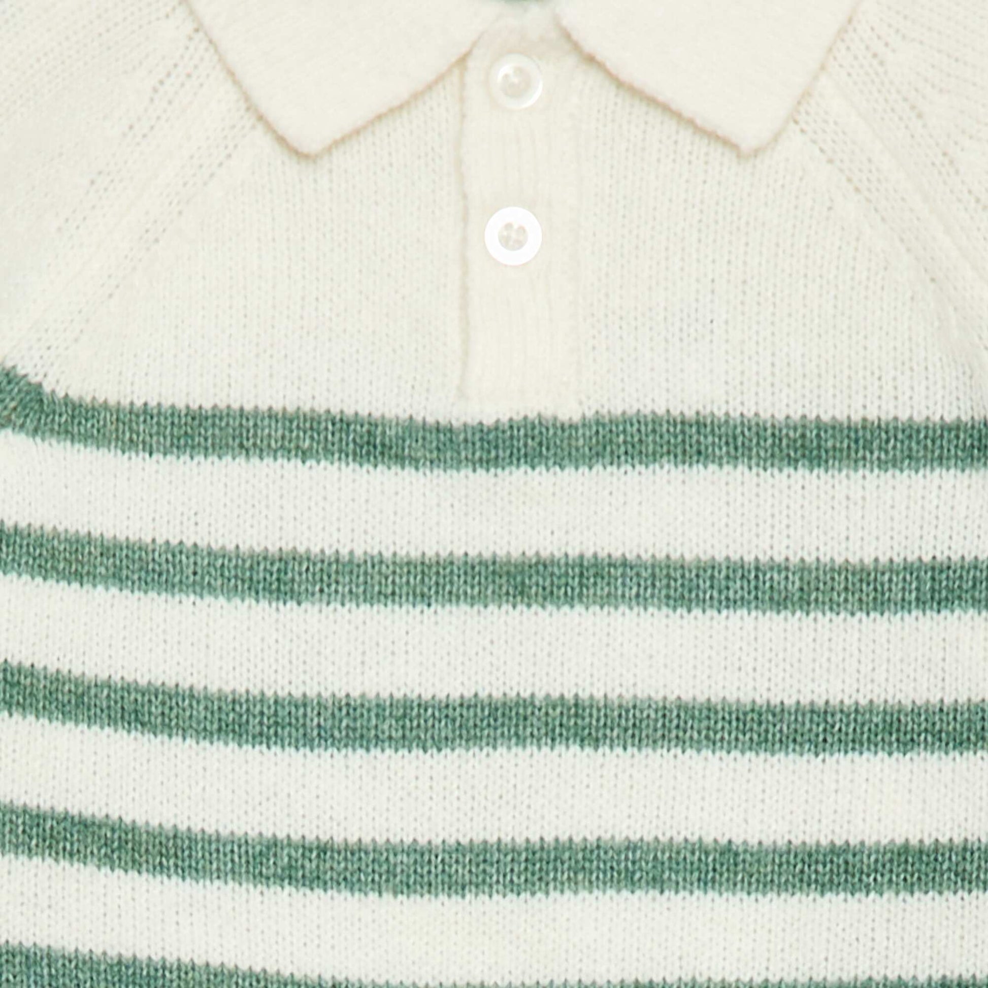 Striped Knit Polo Sweater WHITE
