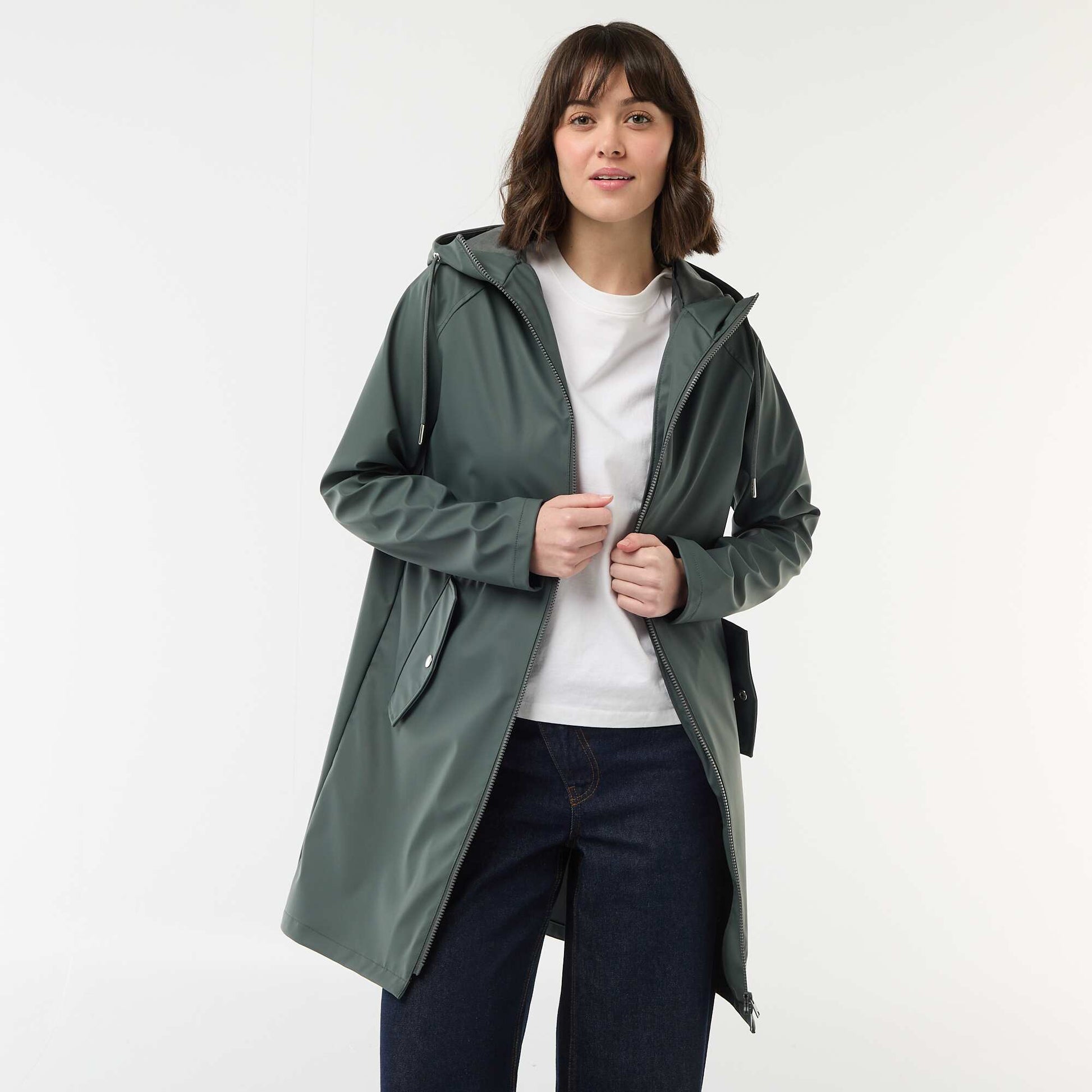 Hooded Gummy Parka KHAKI