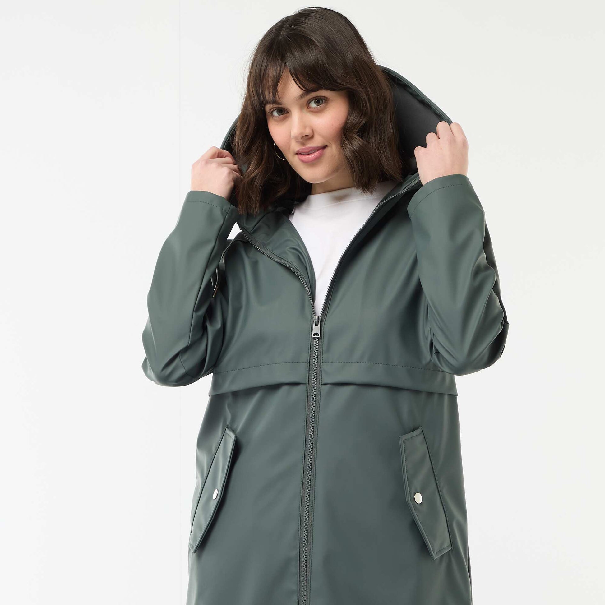 Hooded Gummy Parka KHAKI