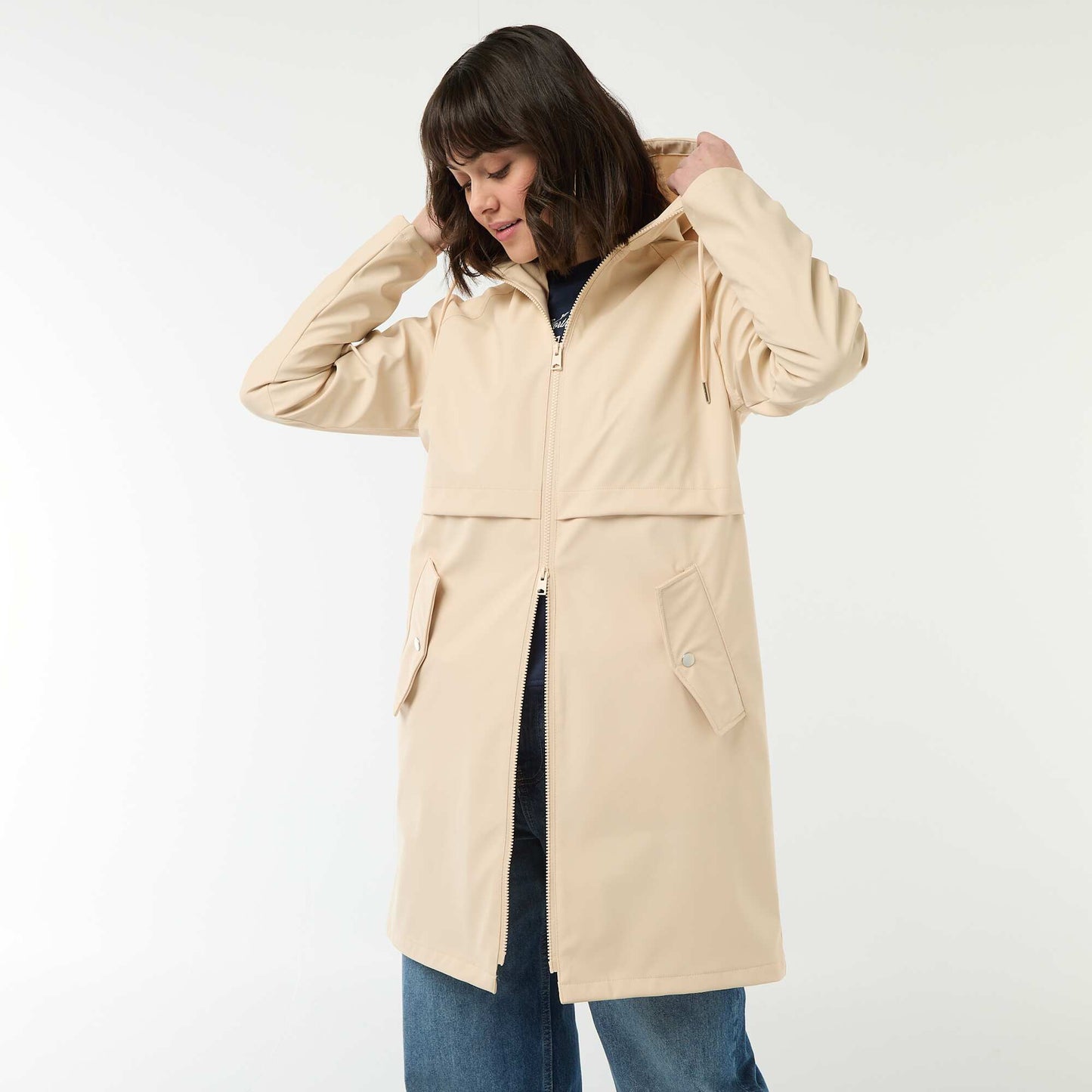 Hooded Gummy Parka BEIGE
