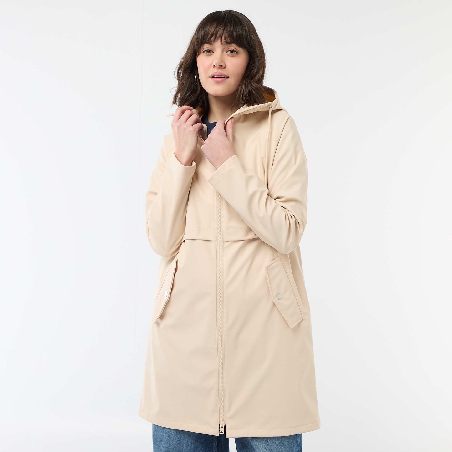 Hooded Gummy Parka BEIGE
