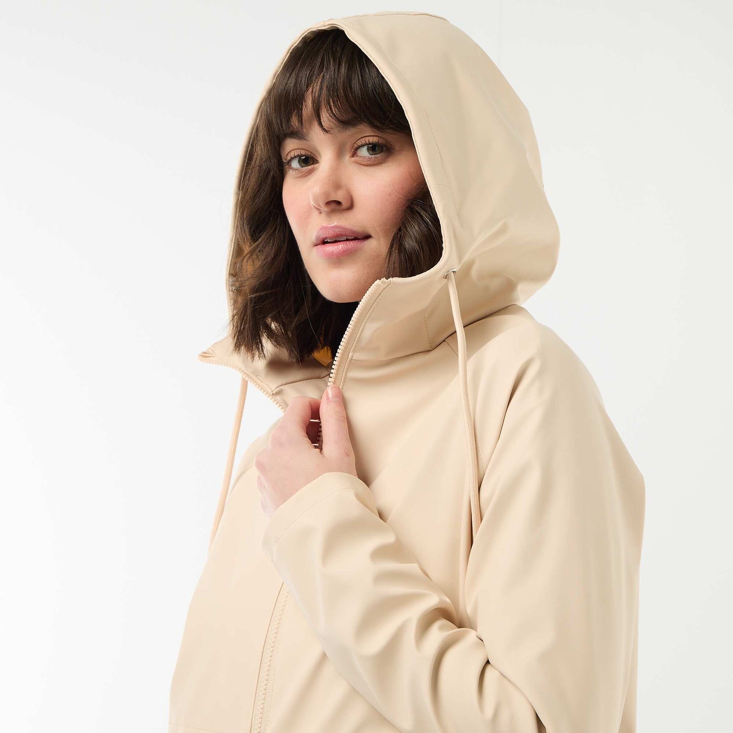 Hooded Gummy Parka BEIGE