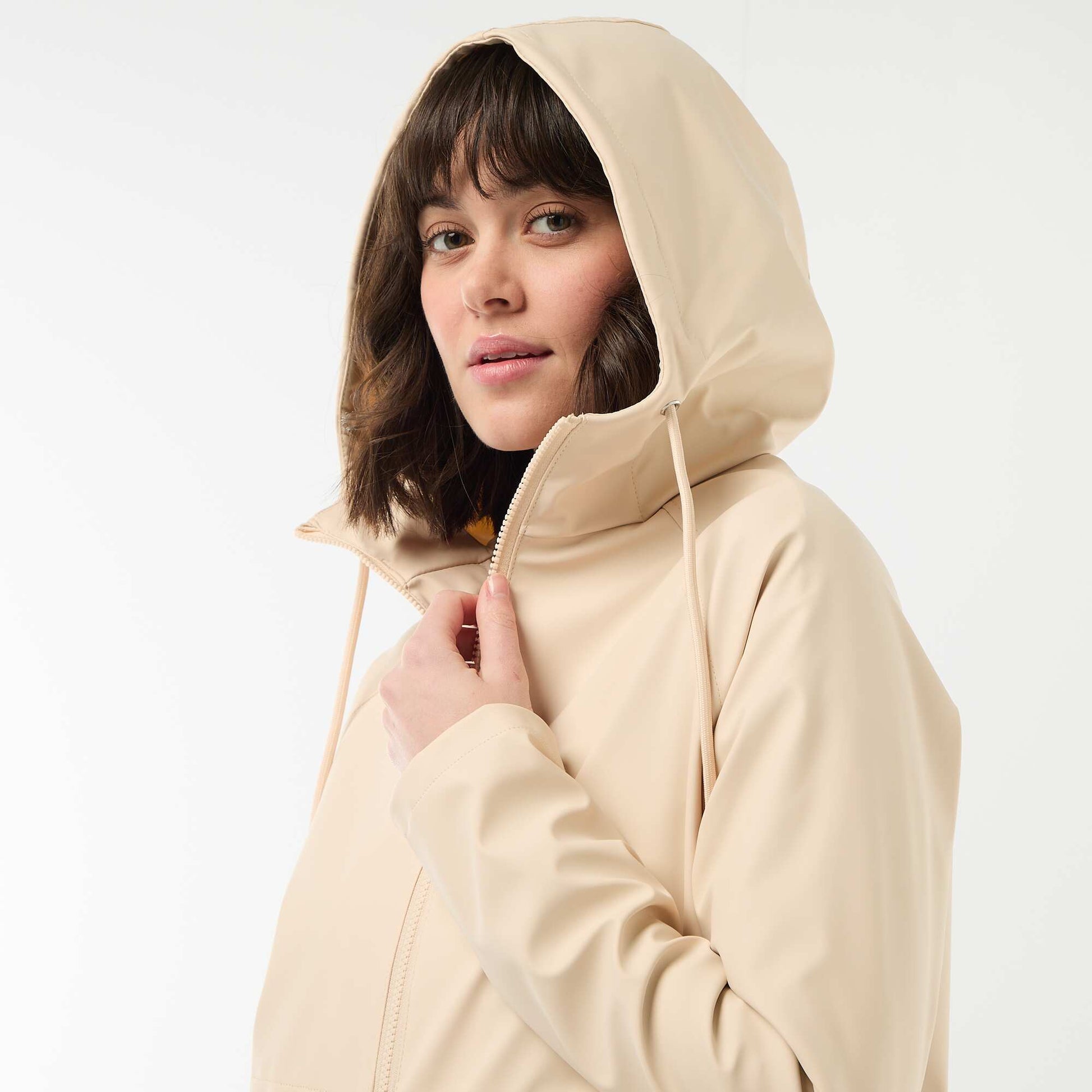 Hooded Gummy Parka BEIGE