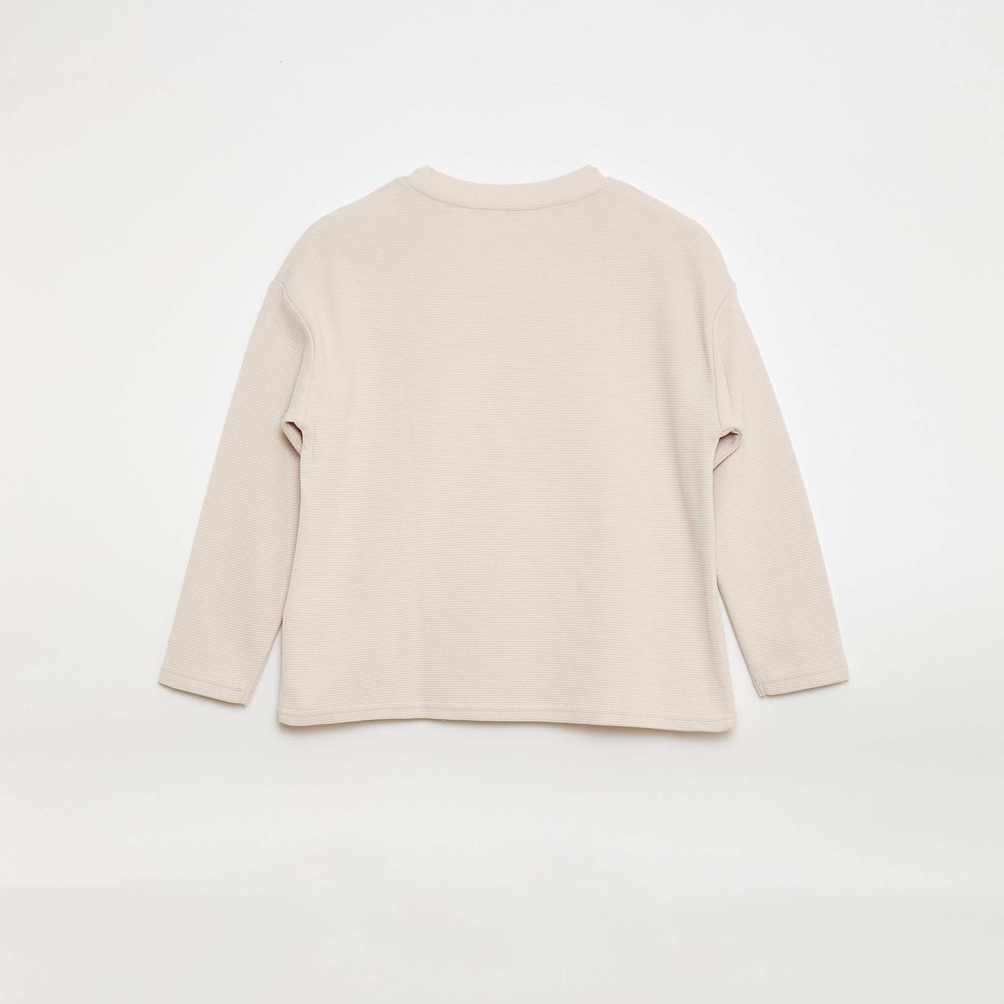 T-shirt with Ottoman Knit Kangaroo Pocket WHITE