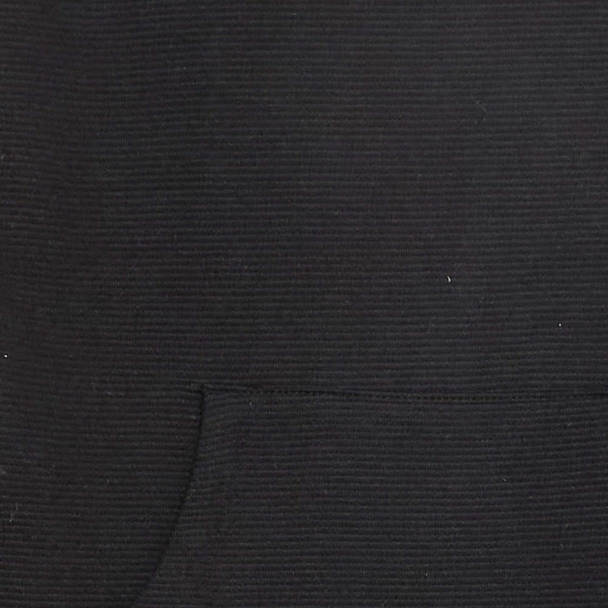 T-shirt with Ottoman Knit Kangaroo Pocket BLACK