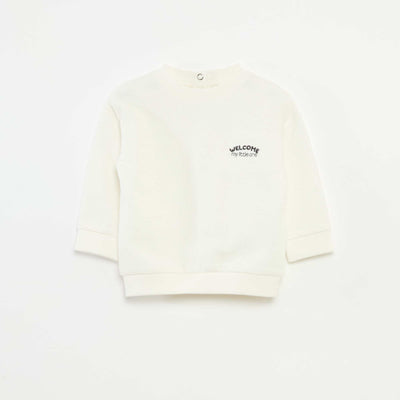 Thick T-shirt with Embroidered Animal WHITE