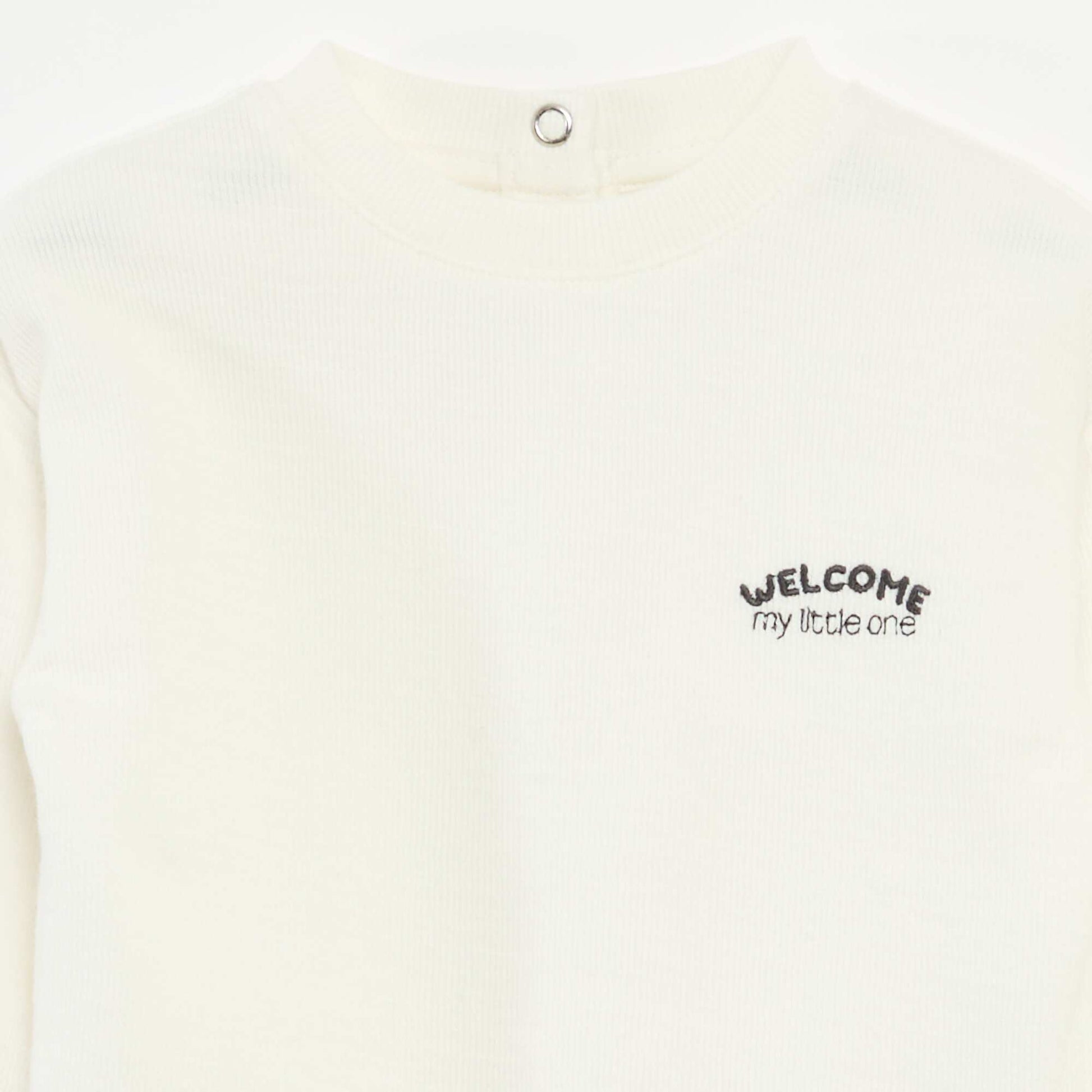 Thick T-shirt with Embroidered Animal WHITE