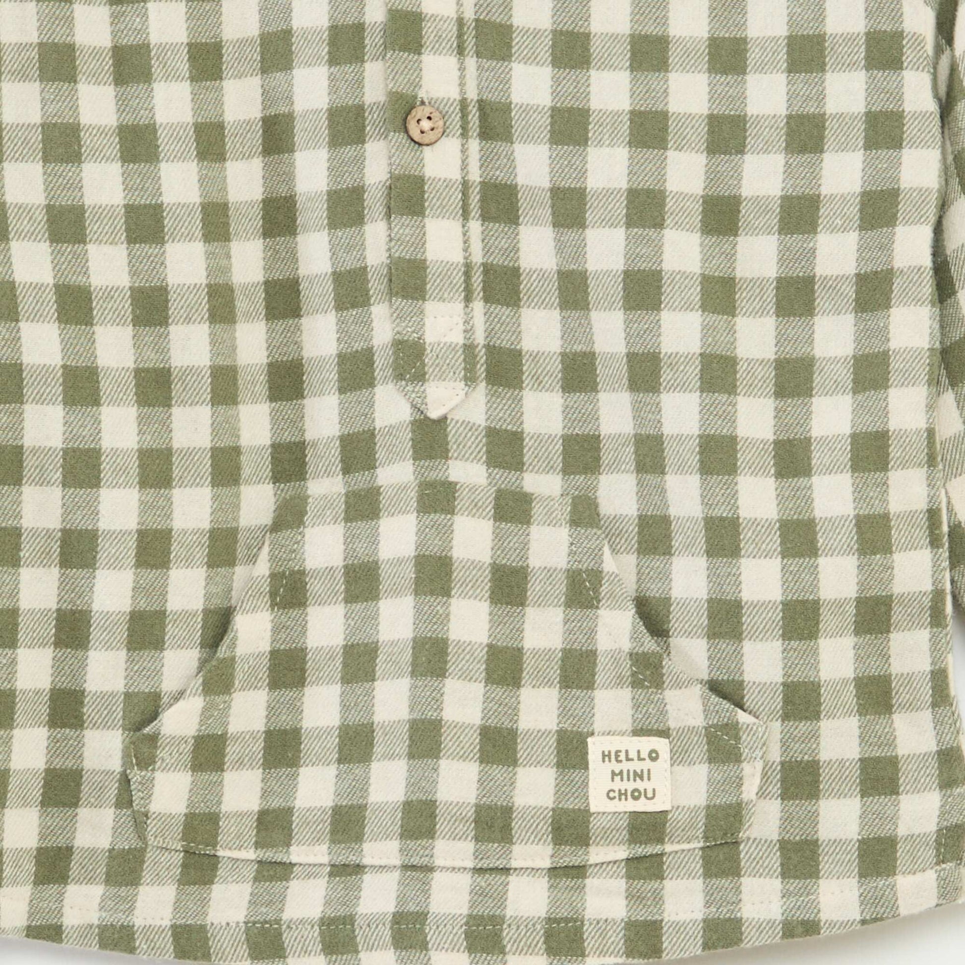 Hooded Shirt with Kangaroo Pocket KHAKI