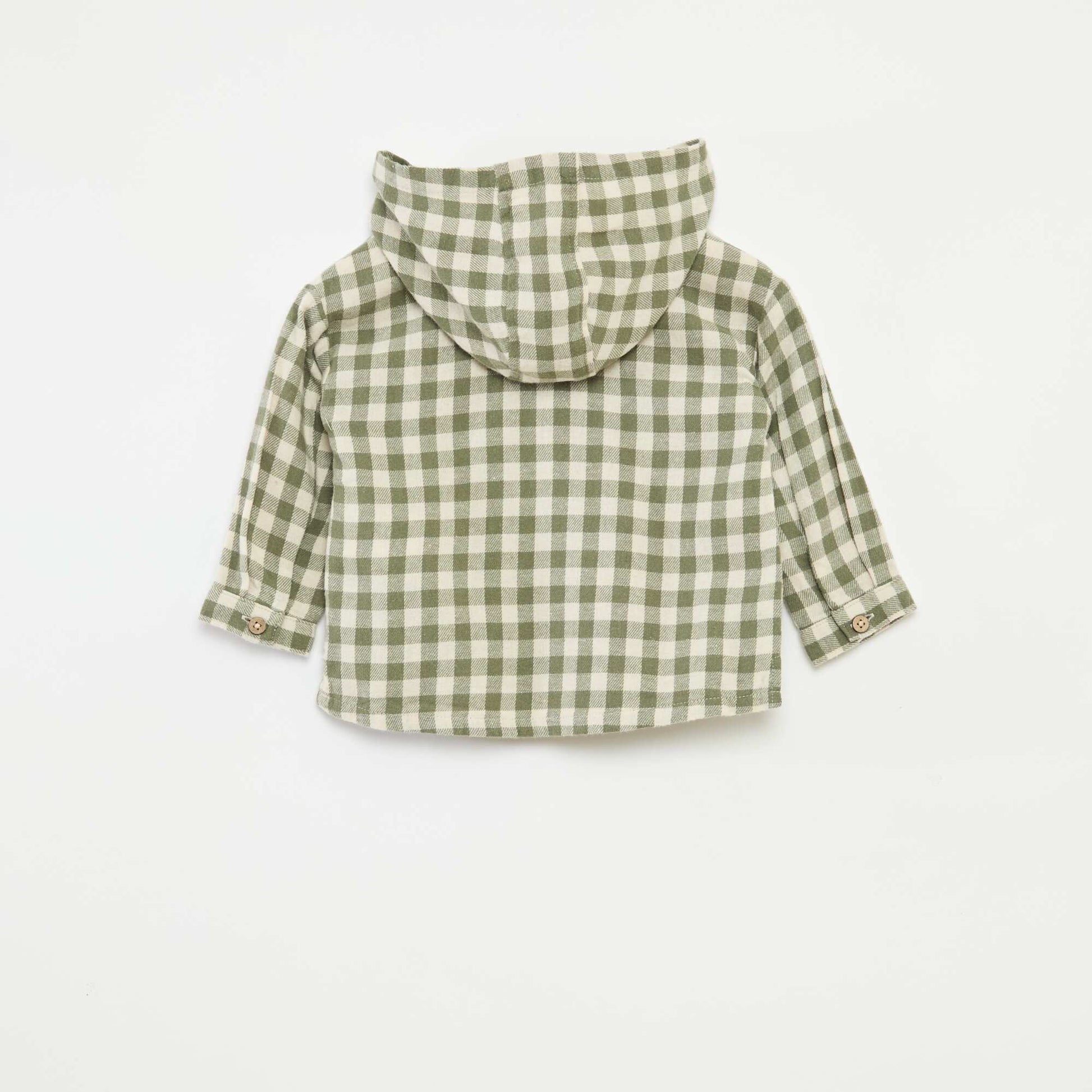 Hooded Shirt with Kangaroo Pocket KHAKI