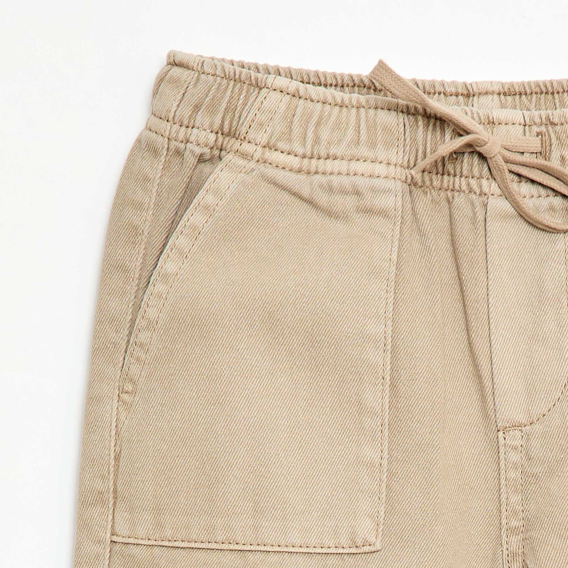 Joggers with Elasticated Waistband and Drawstring BEIGE