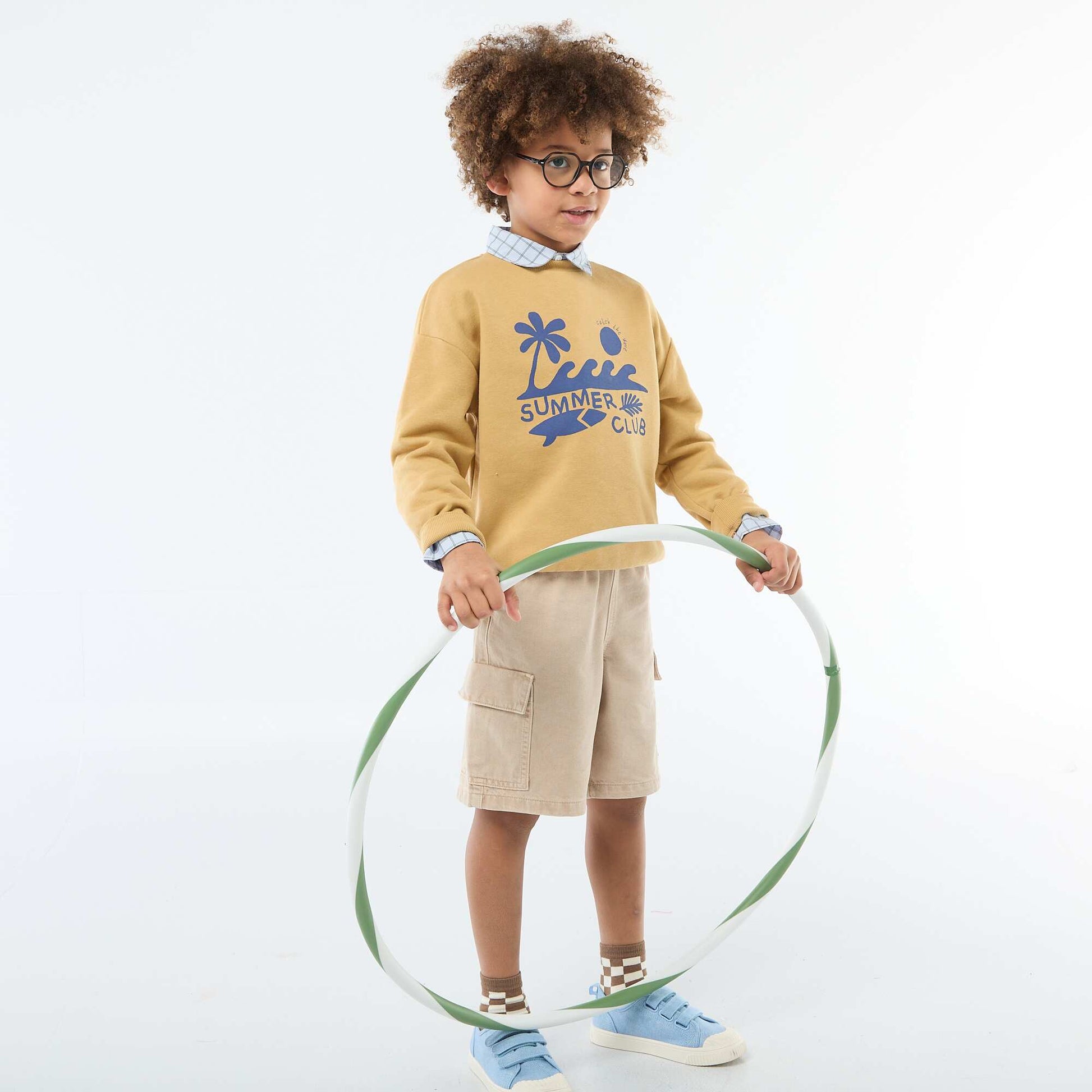 Printed Crew Neck Sweatshirt YELLOW