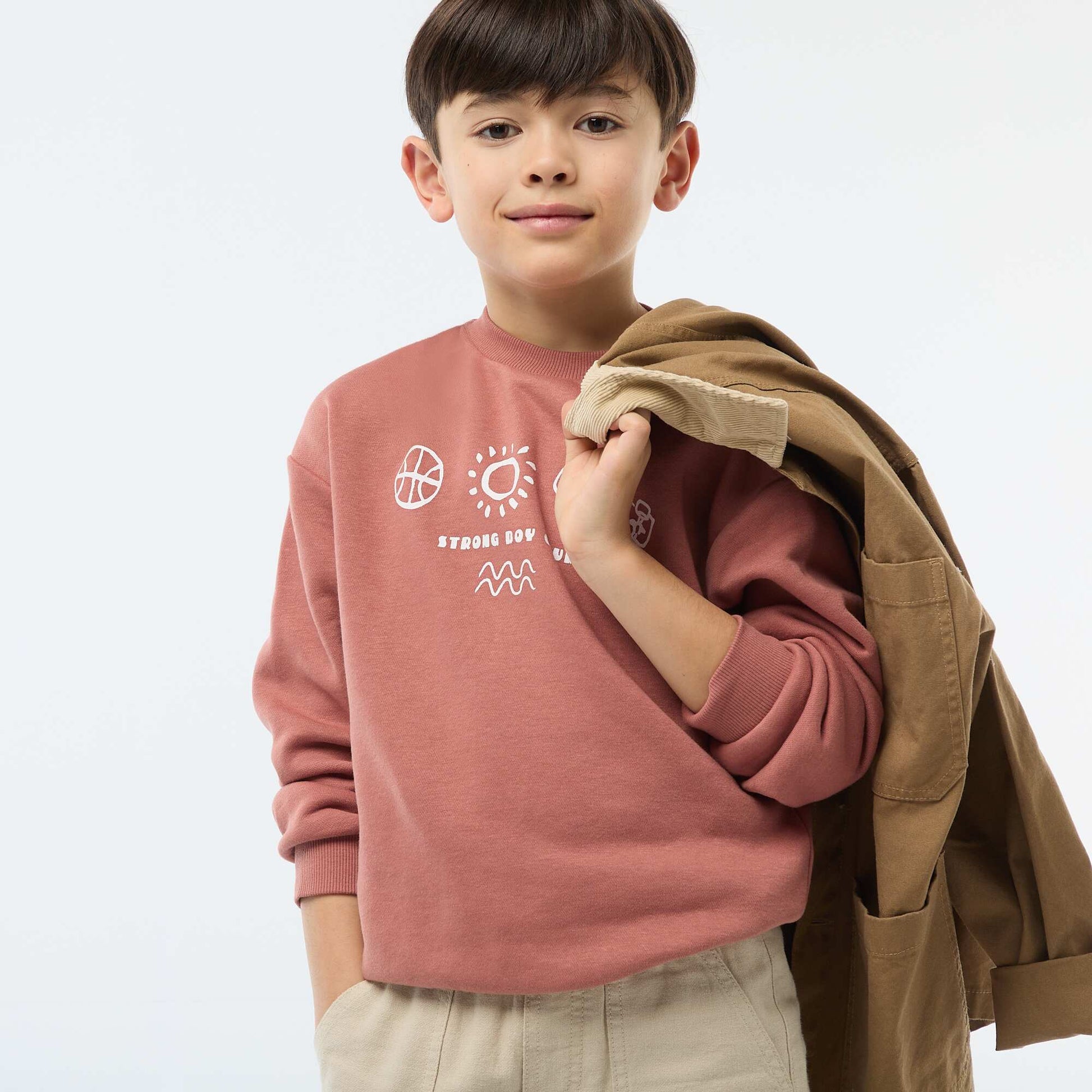 Printed Crew Neck Sweatshirt RED