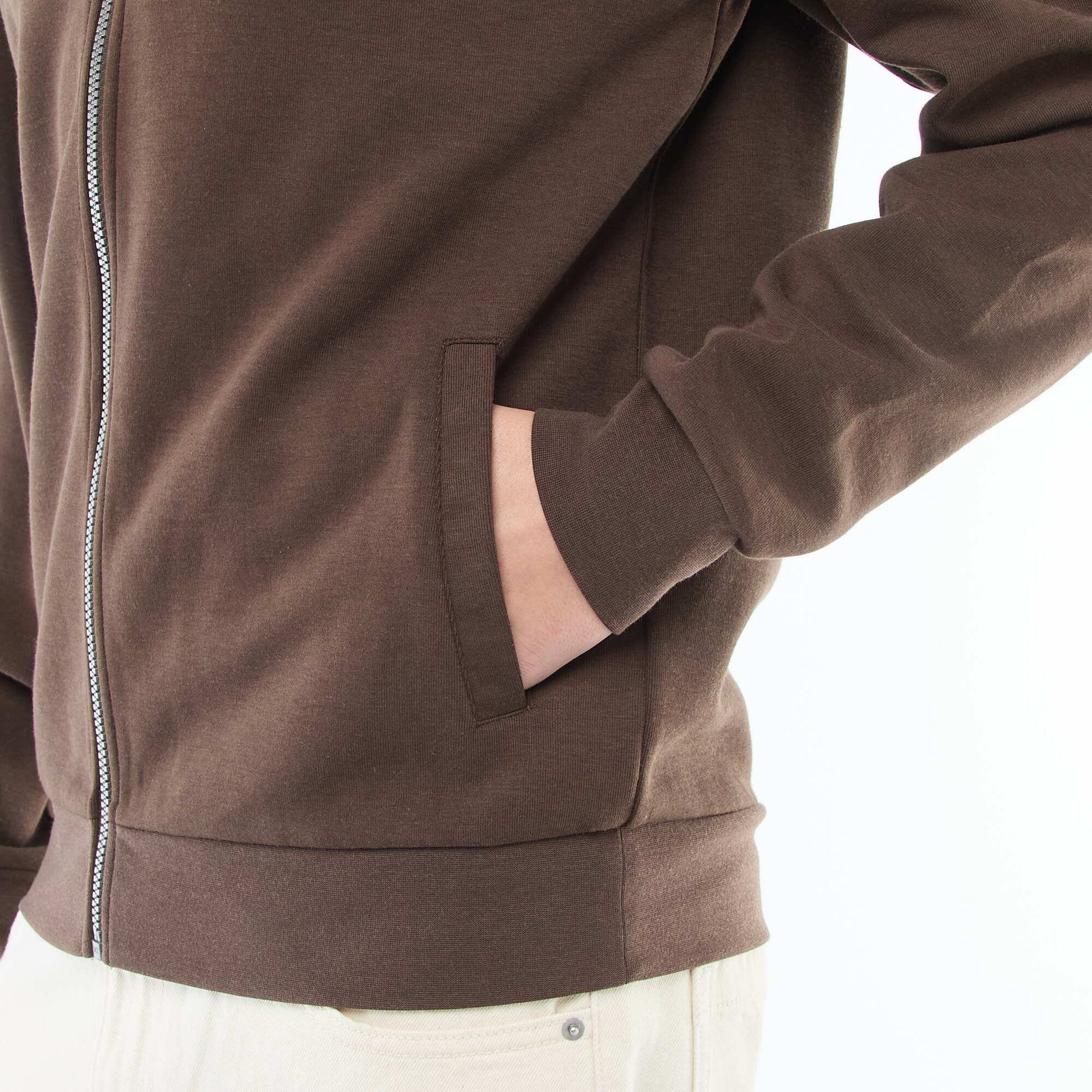 Zip-Up High Neck Sweatshirt BROWN
