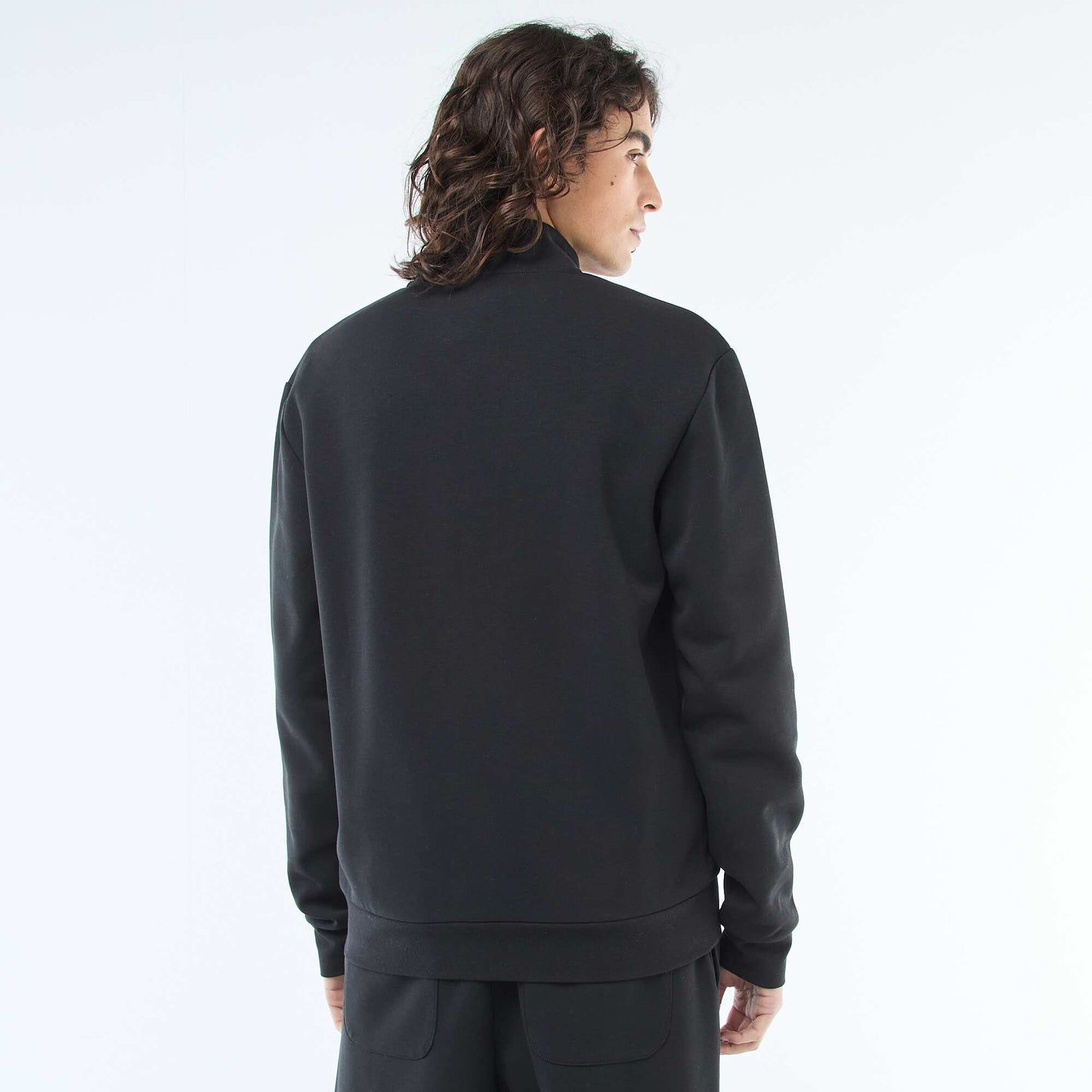 Zip-Up High Neck Sweatshirt BLACK