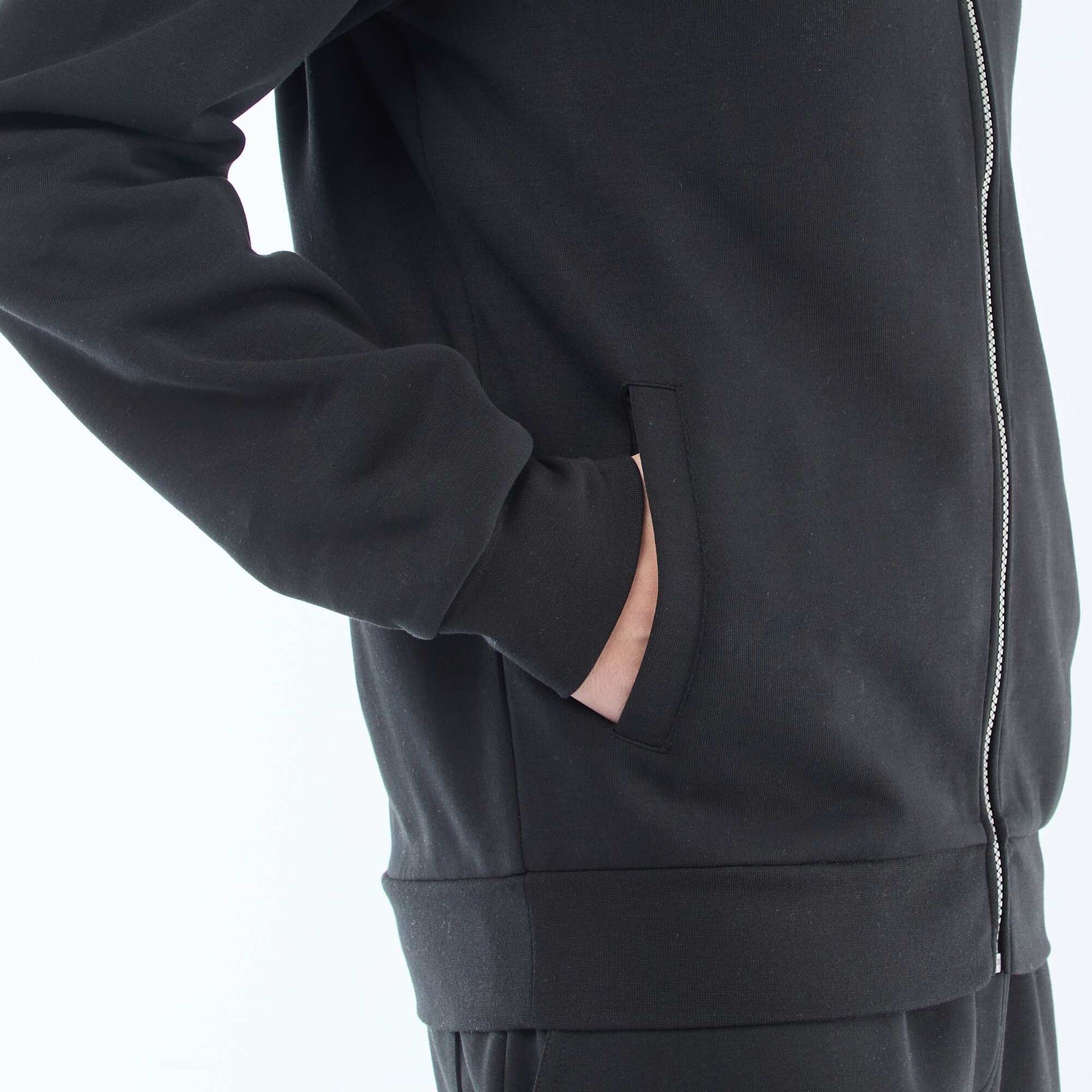 Zip-Up High Neck Sweatshirt BLACK