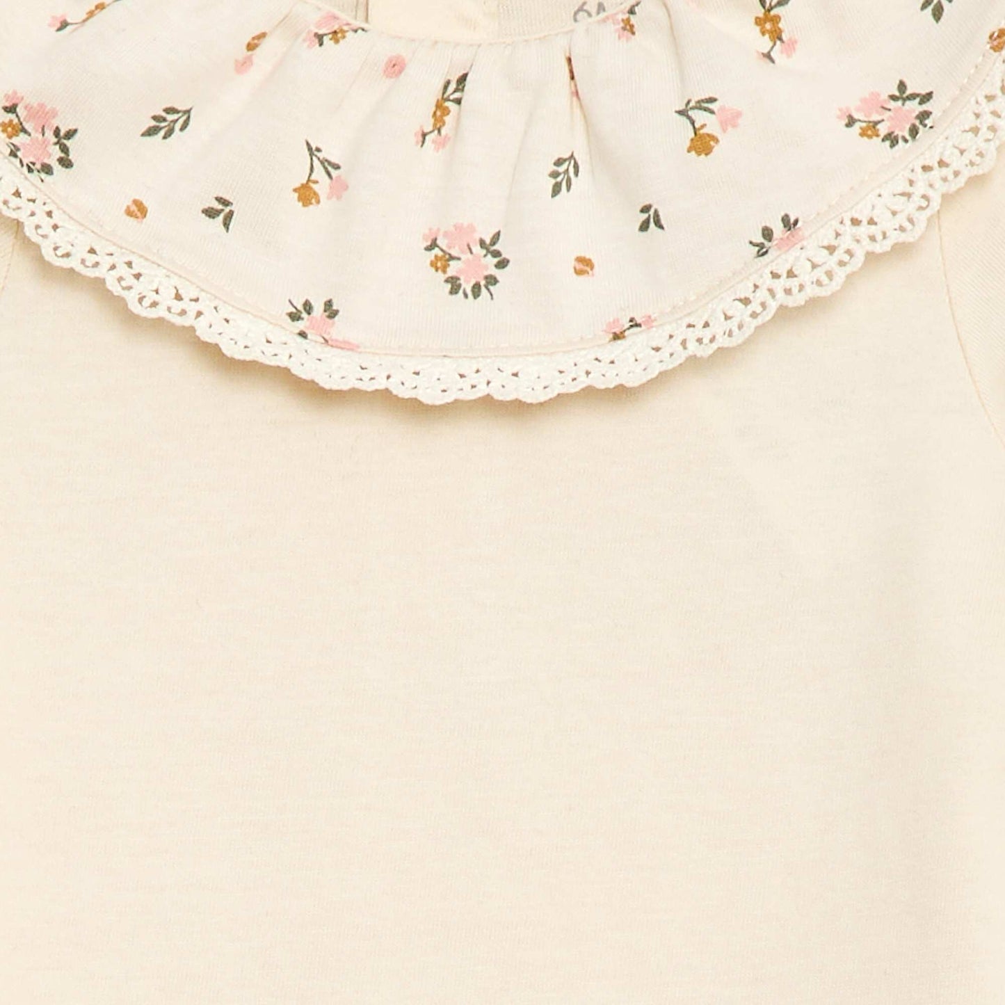 Plain Bodysuit with Printed Peter Pan Collar WHITE