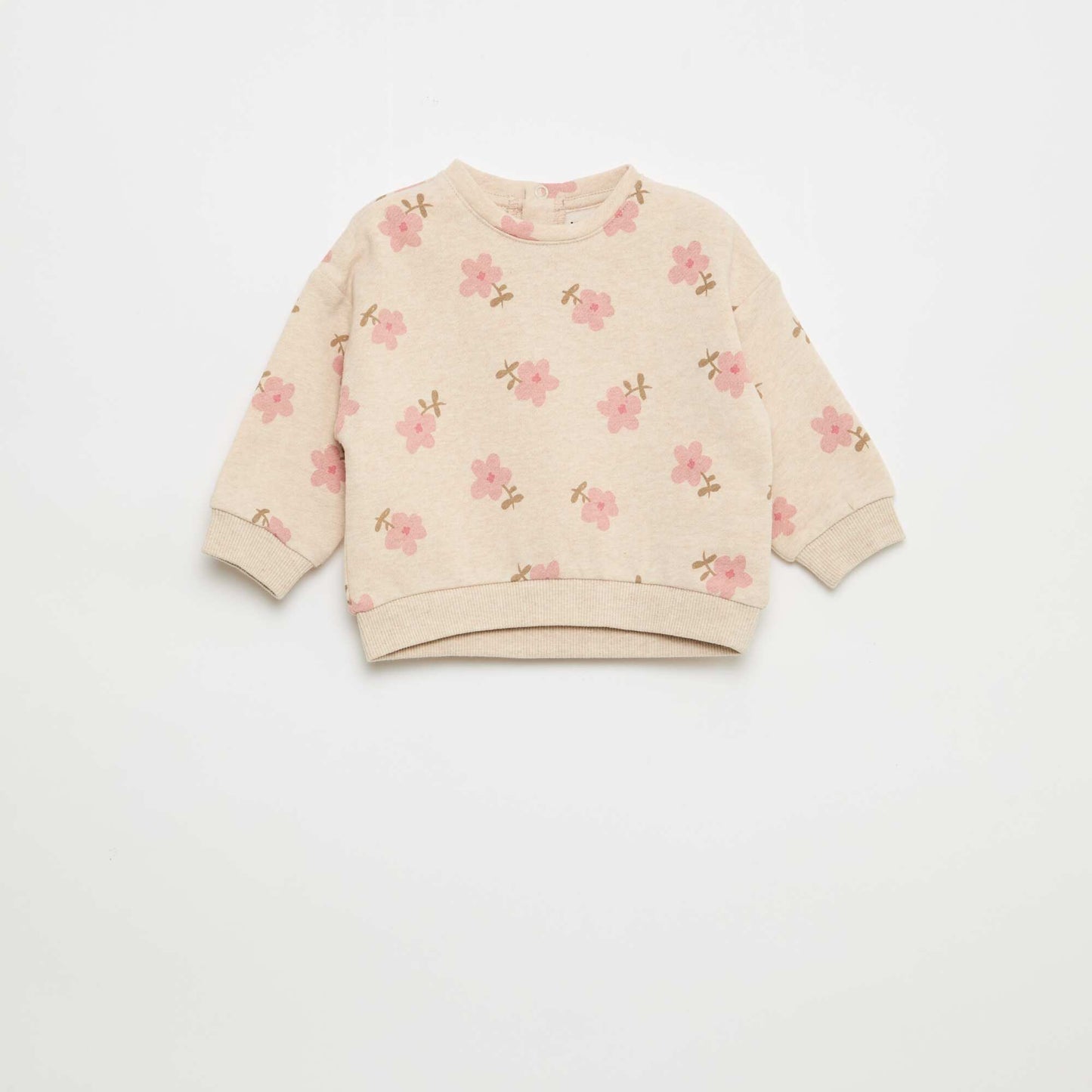 Patterned Fleece Sweatshirt BEIGE