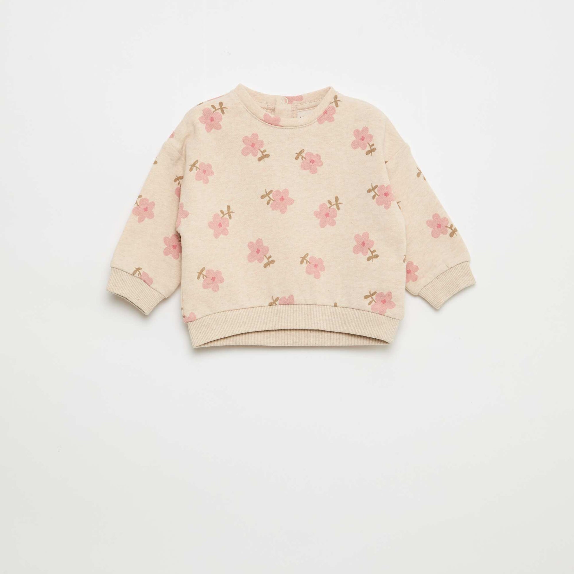 Patterned Fleece Sweatshirt BEIGE