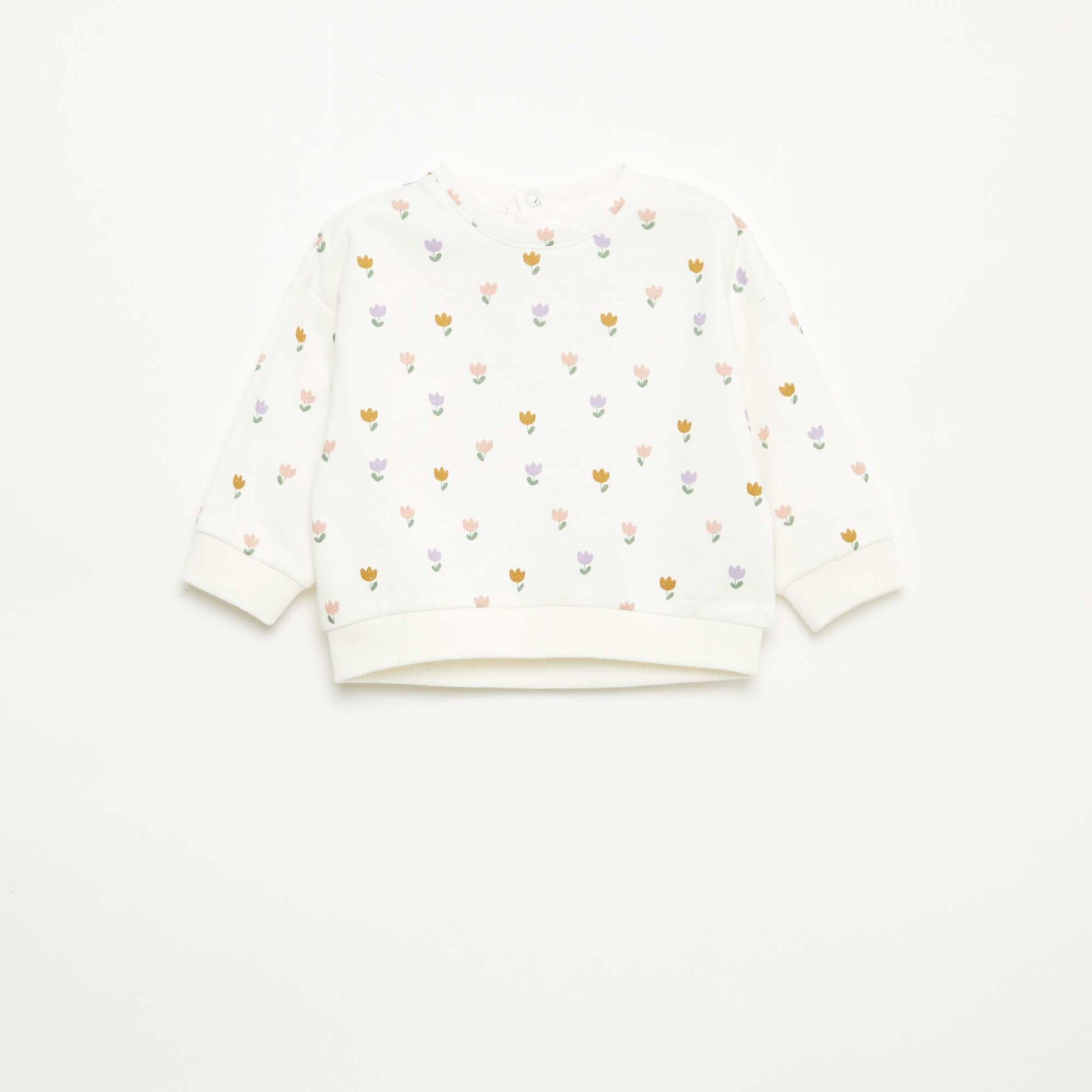 Patterned Fleece Sweatshirt WHITE