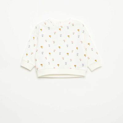 Patterned Fleece Sweatshirt WHITE