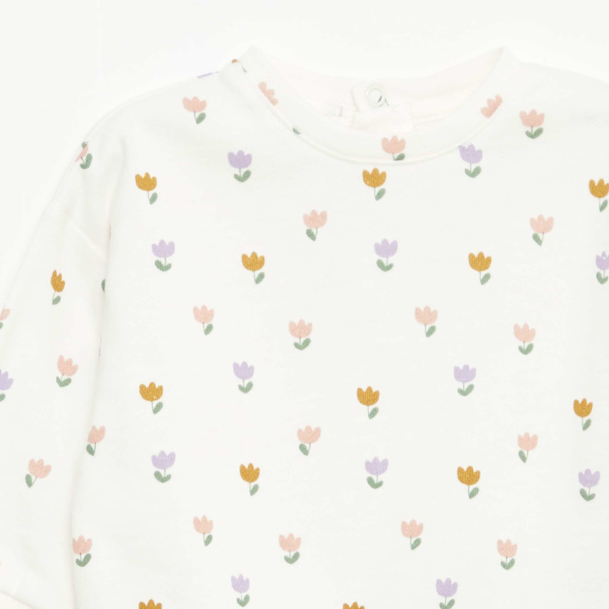 Patterned Fleece Sweatshirt WHITE