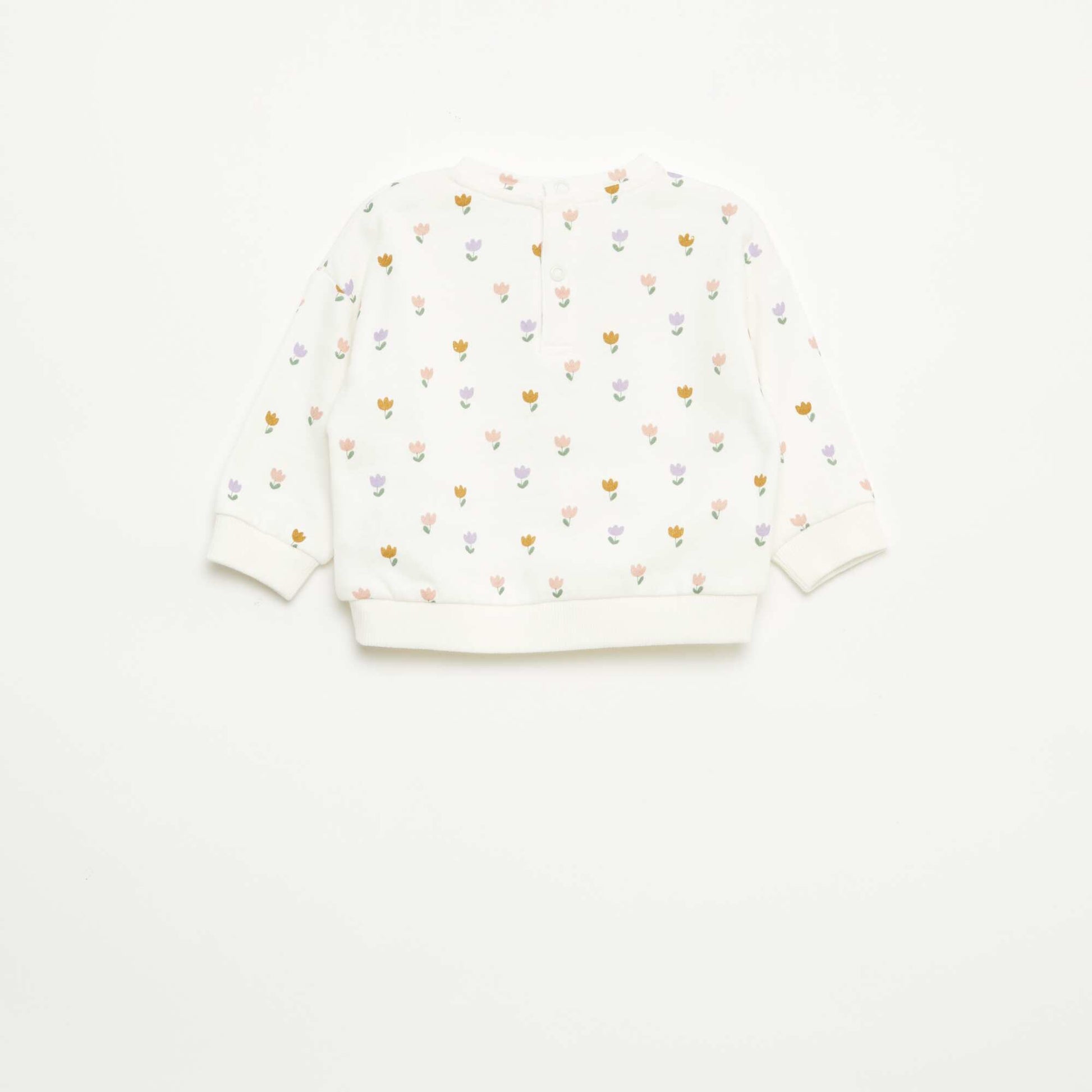 Patterned Fleece Sweatshirt WHITE