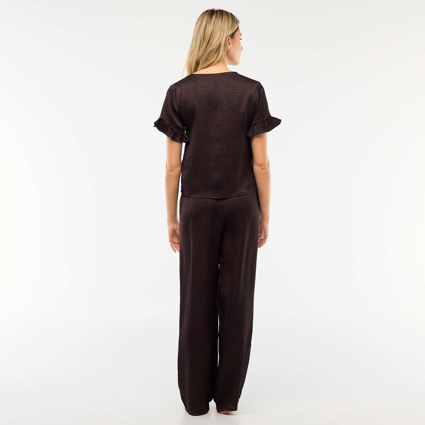 Crepe Knit 2-Piece Pajama Set RED