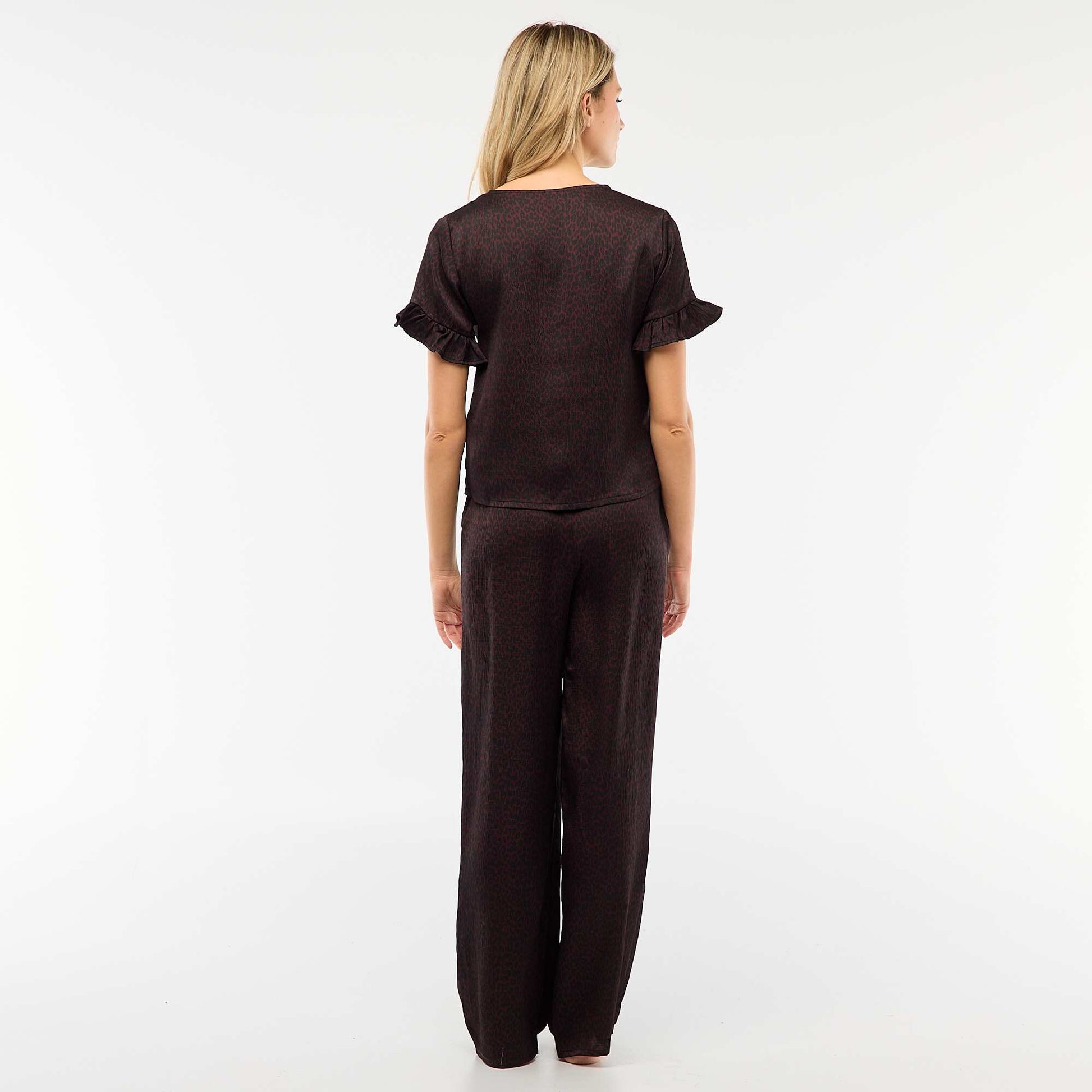 Crepe Knit 2-Piece Pajama Set RED