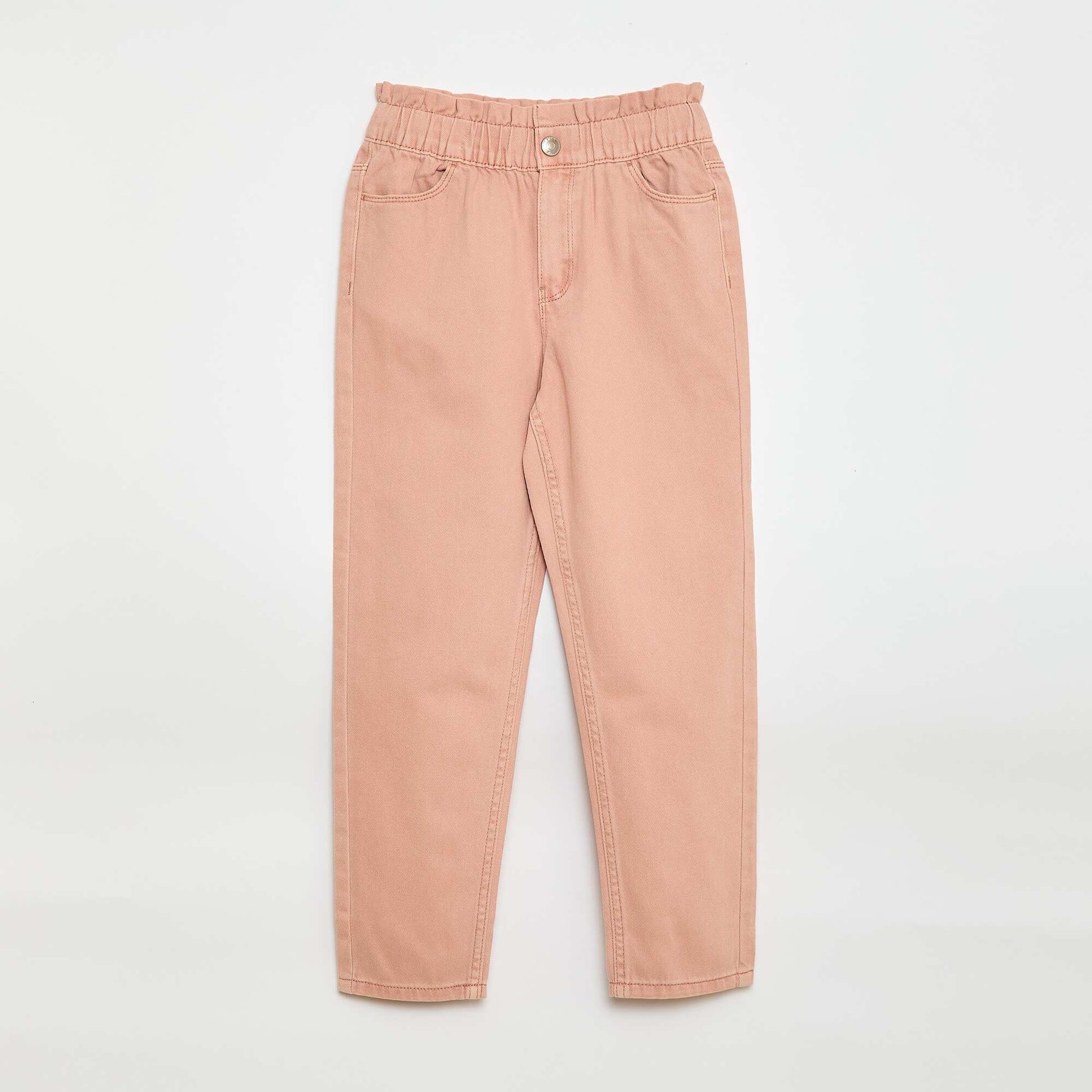 Patterned Mom Fit Denim Trousers PINK