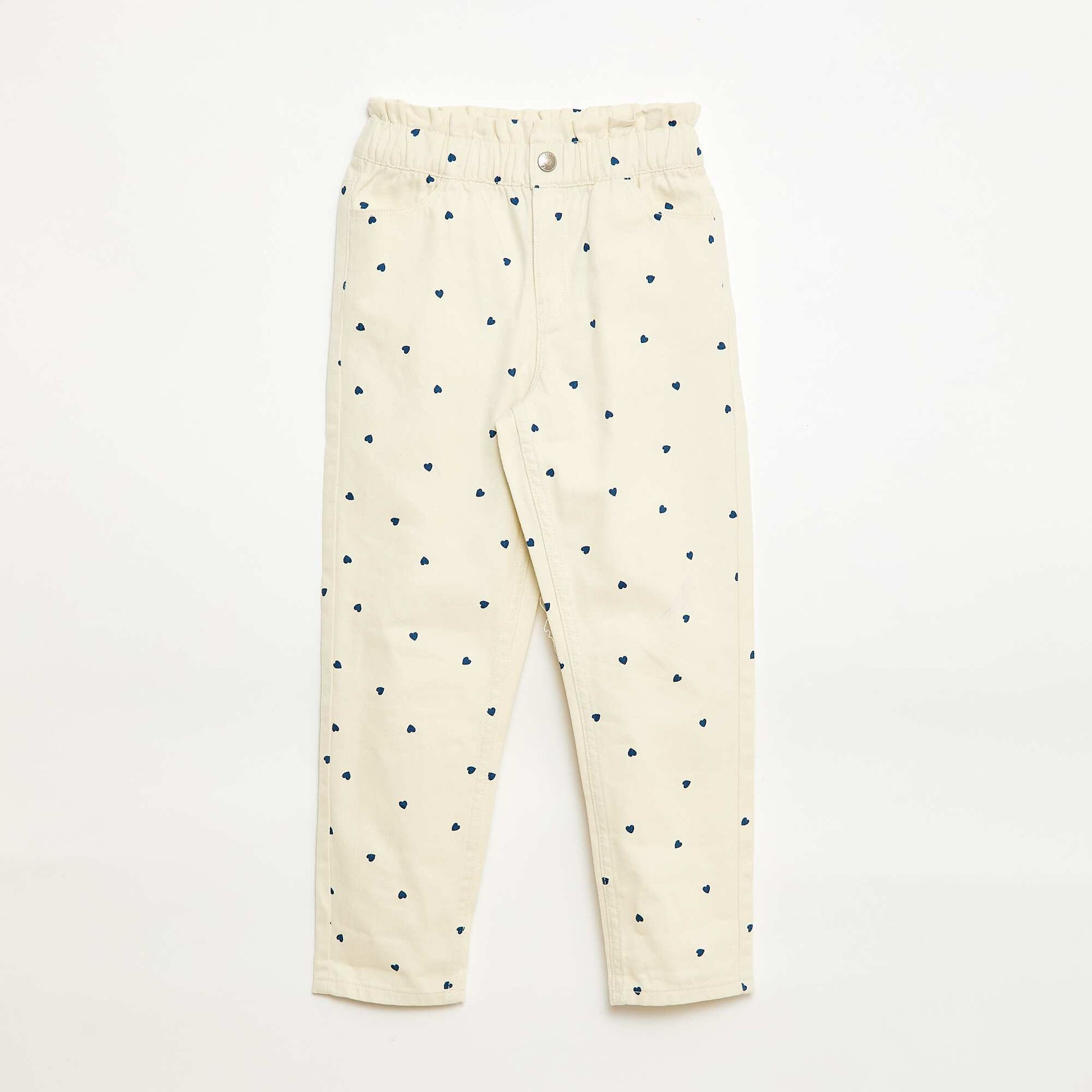Mom Fit Denim Pants with Print WHITE
