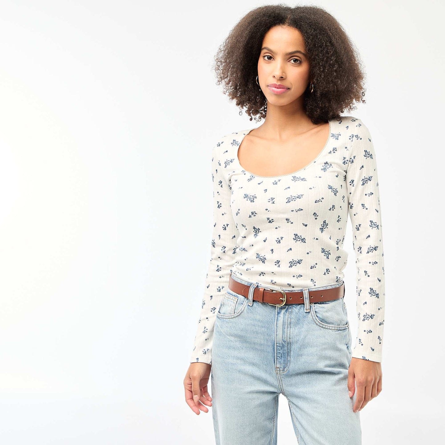 Pointelle Long-Sleeve T-Shirt WHITE