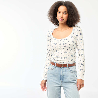 Pointelle Long-Sleeve T-Shirt WHITE