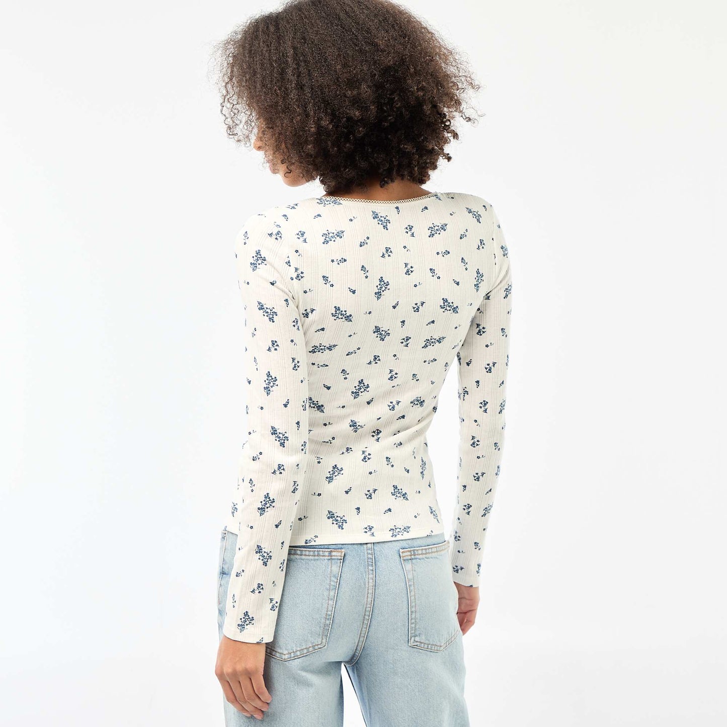 Pointelle Long-Sleeve T-Shirt WHITE