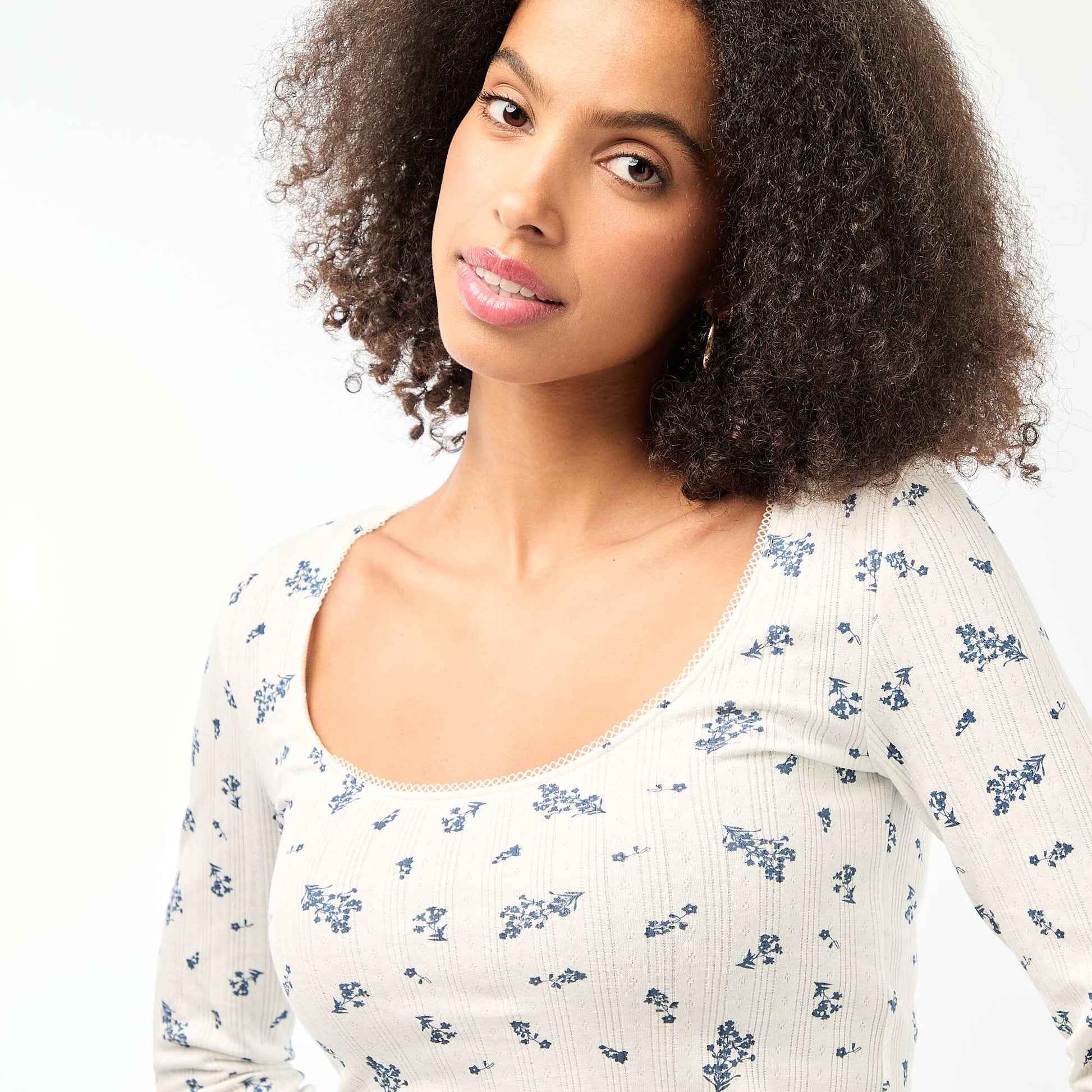 Pointelle Long-Sleeve T-Shirt WHITE