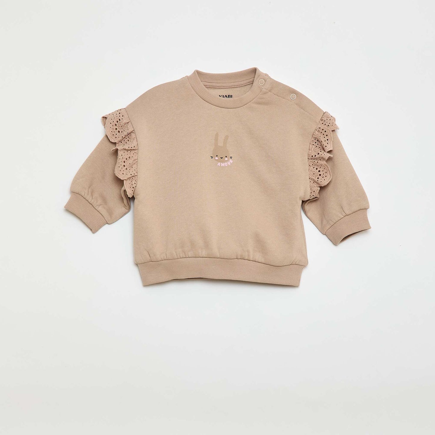 Frilled Sweatshirt & Joggers Set - 2 Piece BEIGE