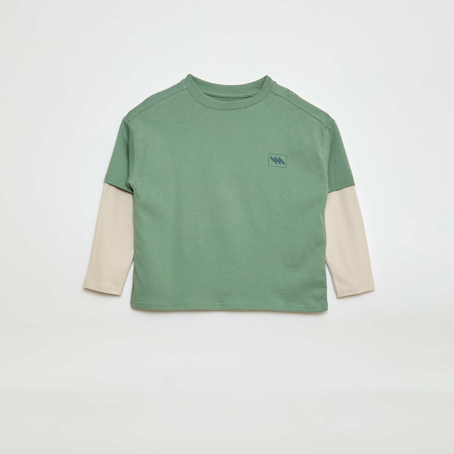 2-in-1 Effect Long-Sleeved T-Shirt BLUE