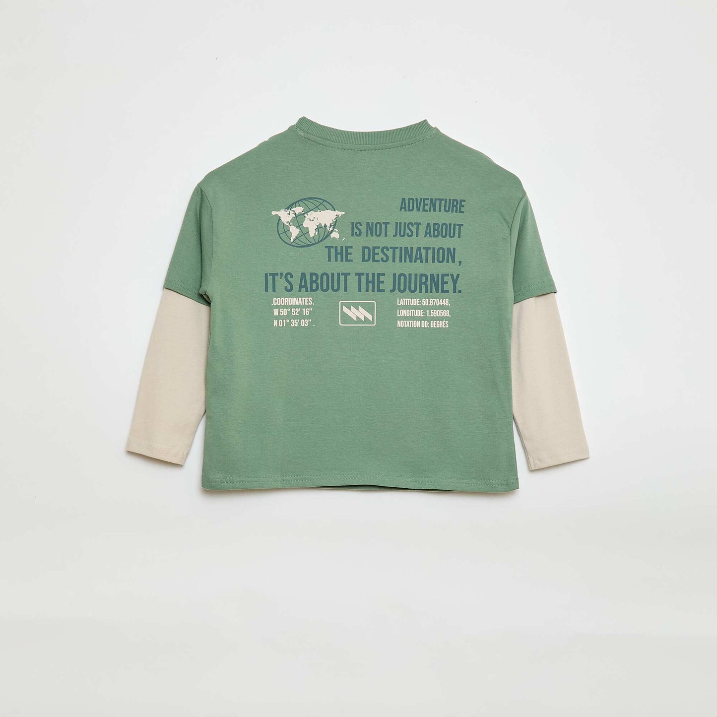 2-in-1 Effect Long-Sleeved T-Shirt BLUE