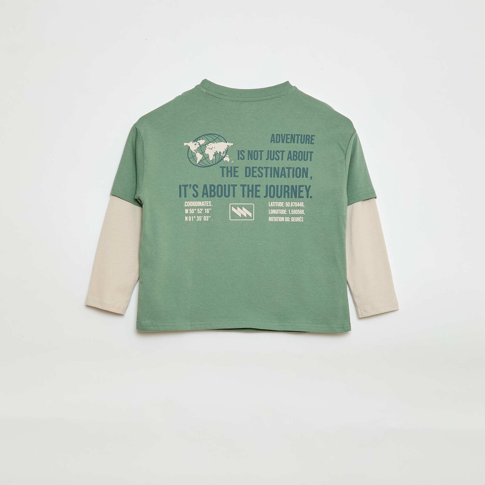 2-in-1 Effect Long-Sleeved T-Shirt BLUE