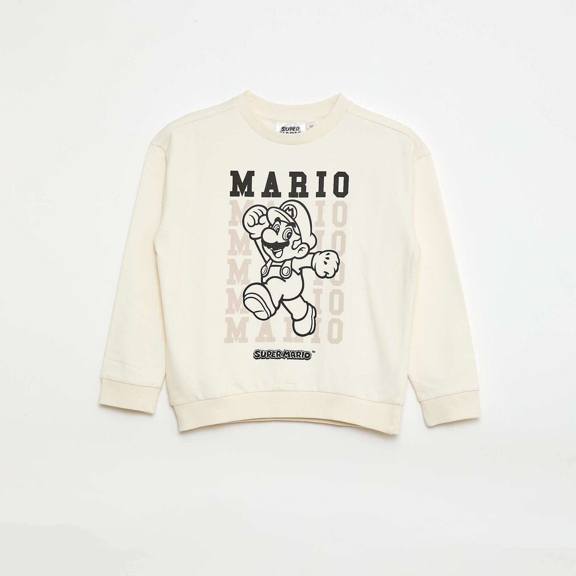 Brushed Fleece 'Super Mario' Print Sweatshirt WHITE