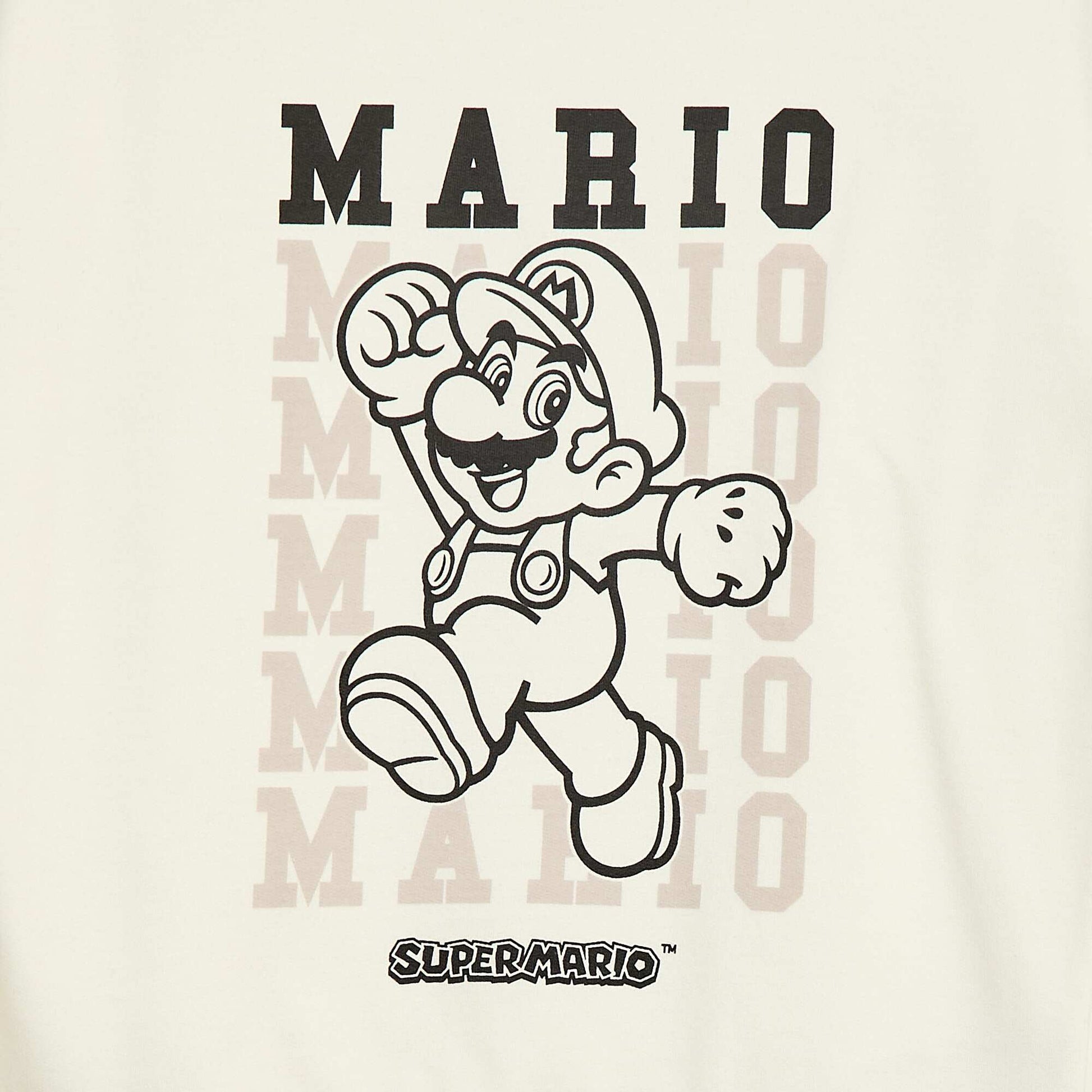Brushed Fleece 'Super Mario' Print Sweatshirt WHITE