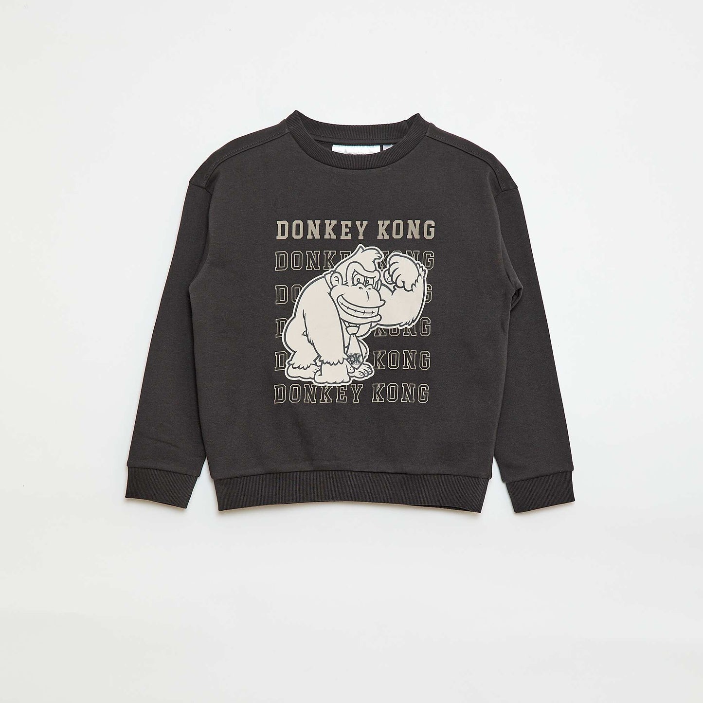 Brushed Fleece 'Donkey Kong' Print Sweatshirt GREY
