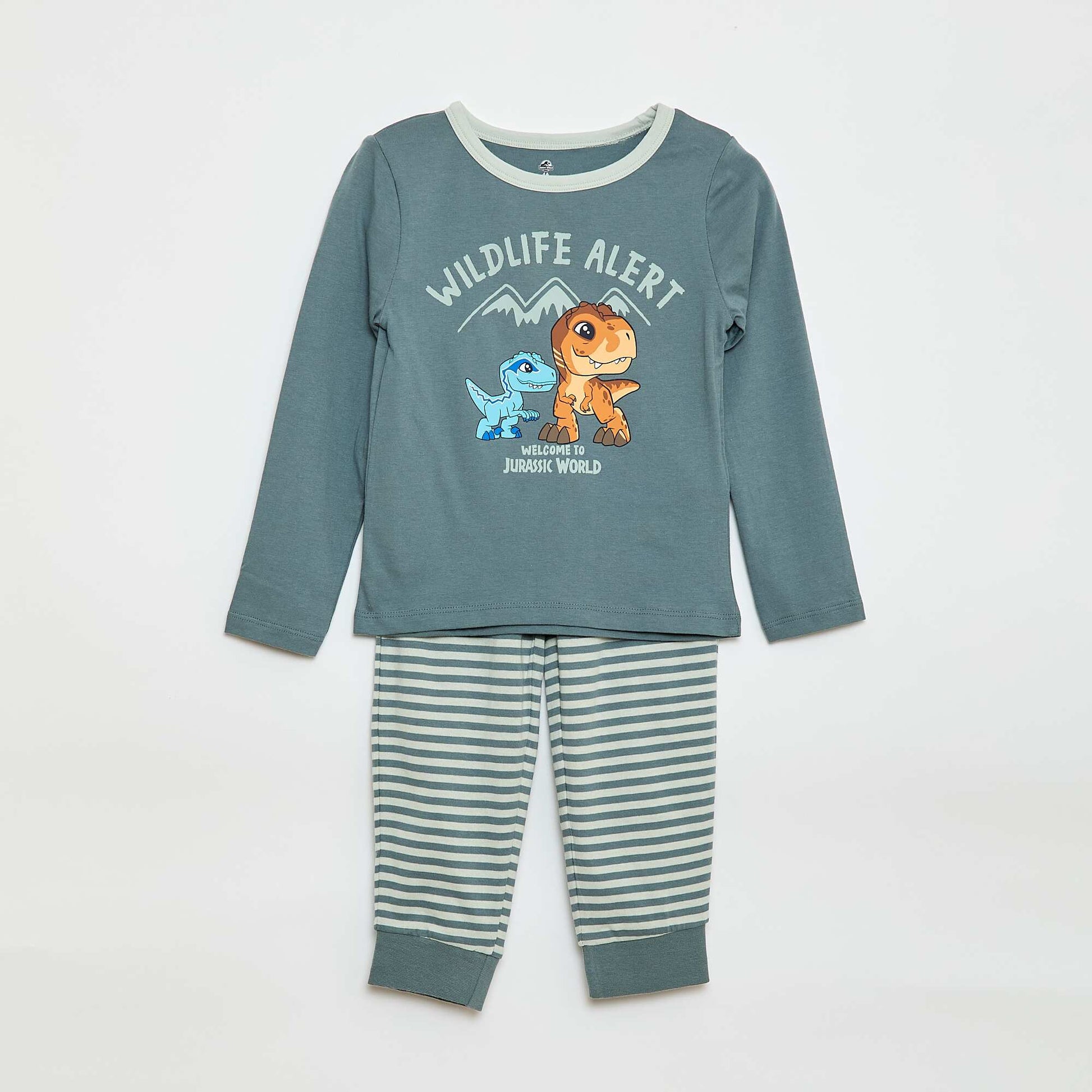 'Jurassic World' Print Long Pajamas GREEN