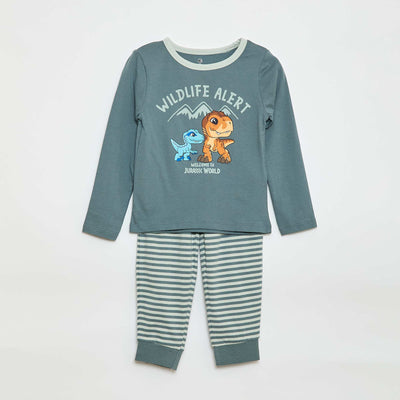 'Jurassic World' Print Long Pajamas GREEN