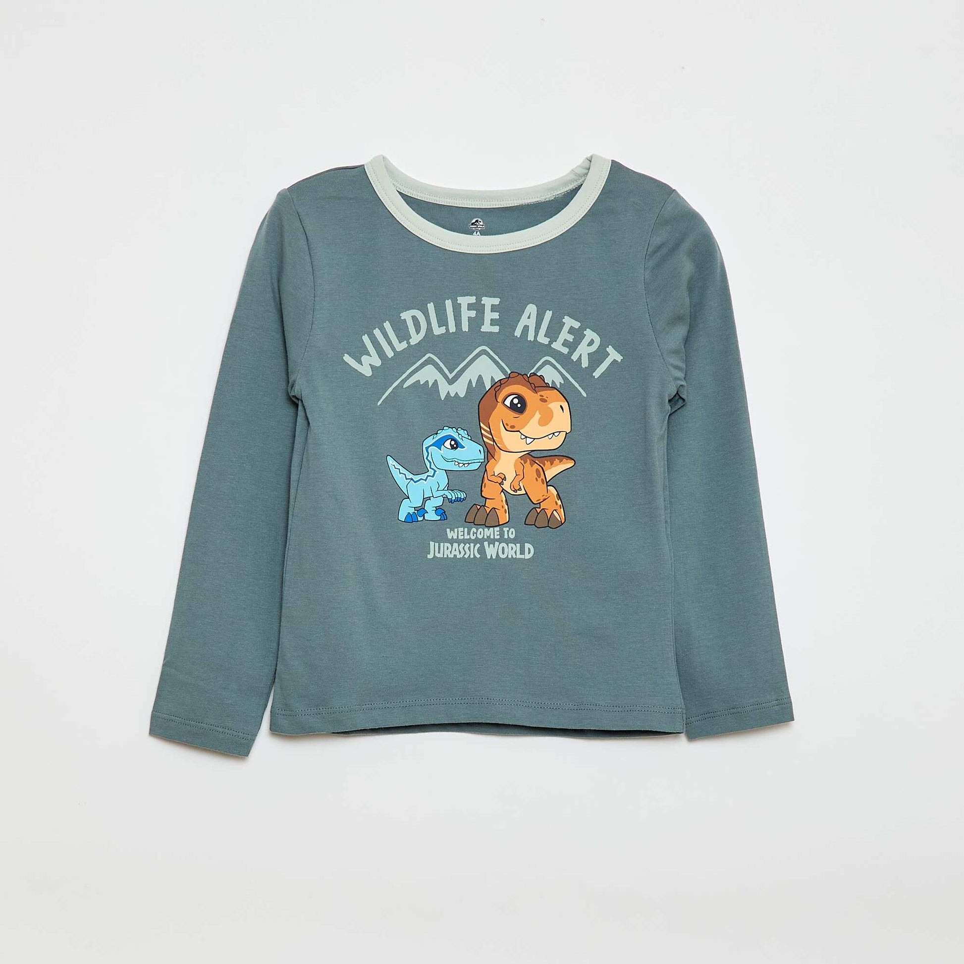 'Jurassic World' Print Long Pajamas GREEN