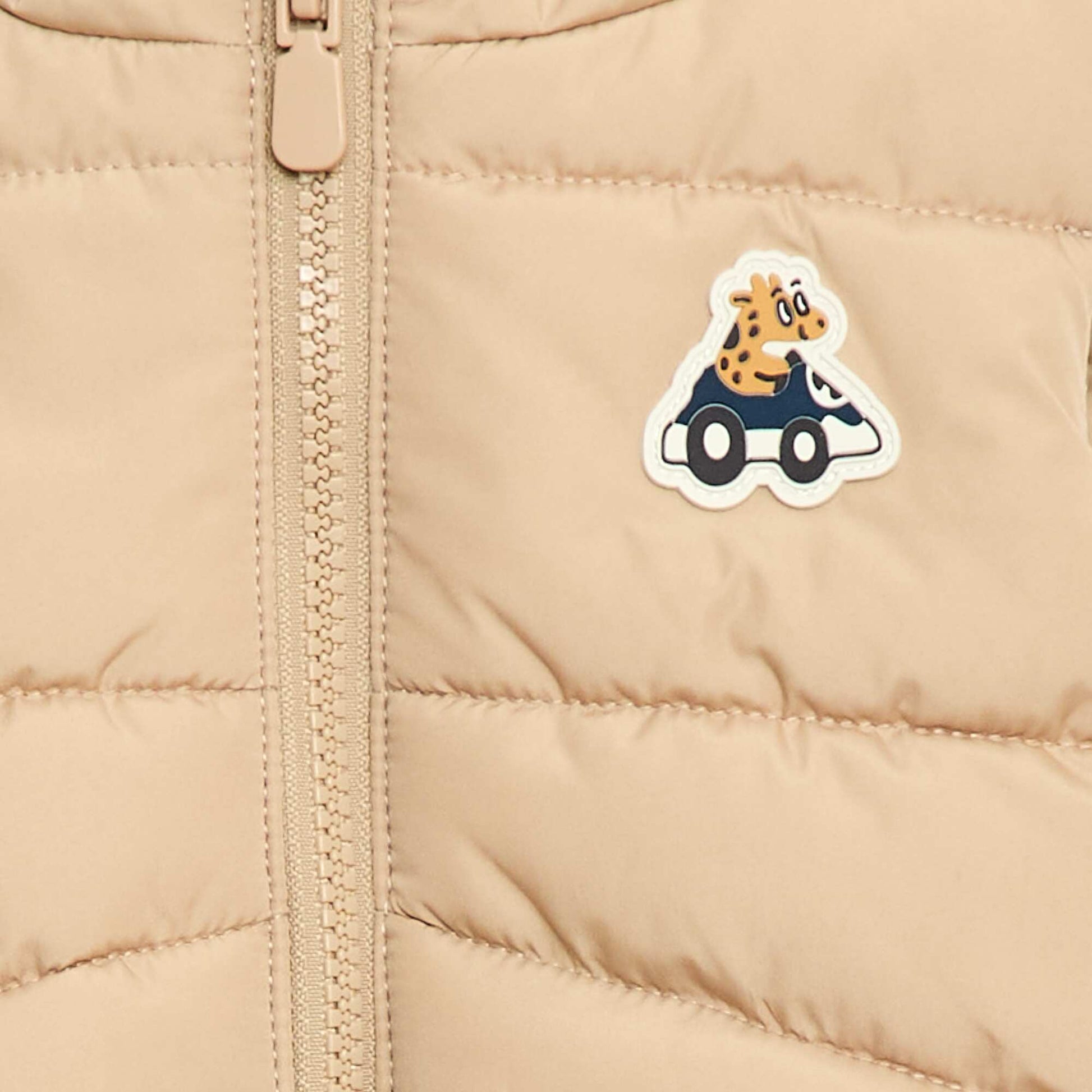 Sleeveless Padded Hooded Puffer Vest BEIGE
