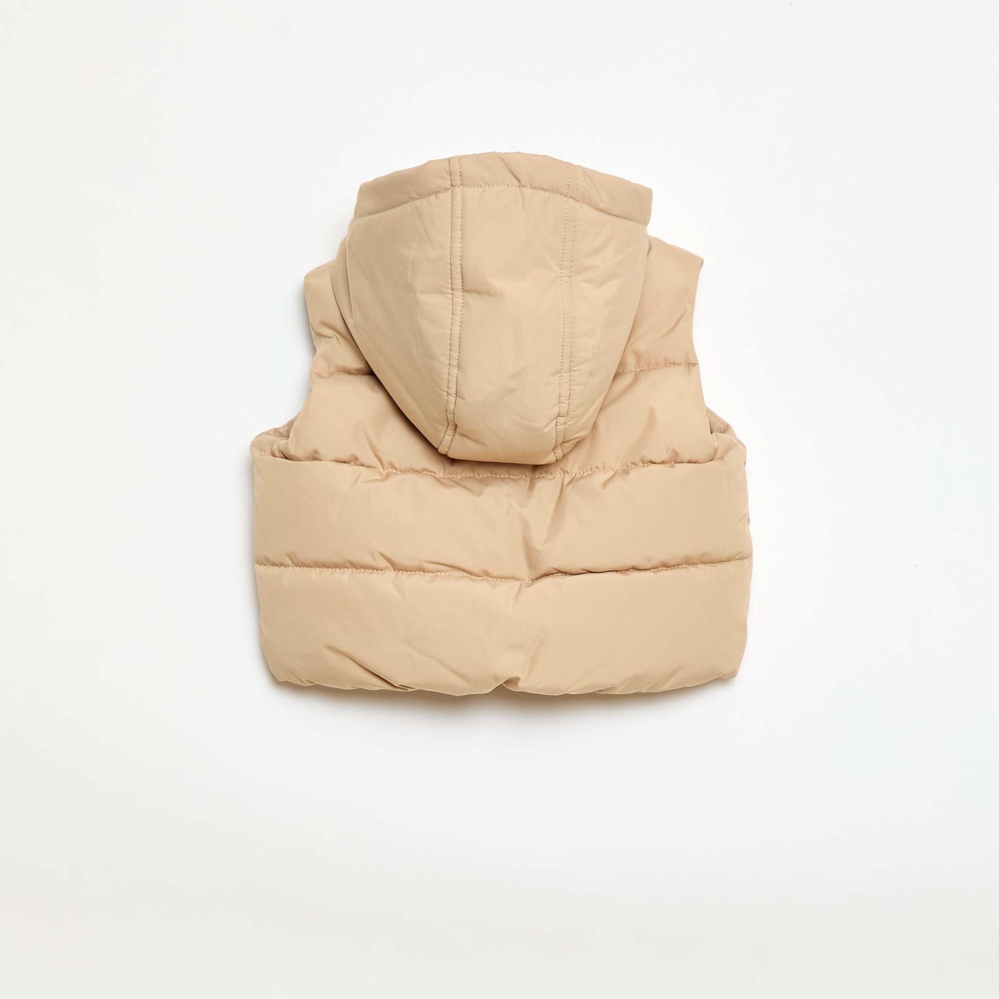 Sleeveless Padded Hooded Puffer Vest BEIGE
