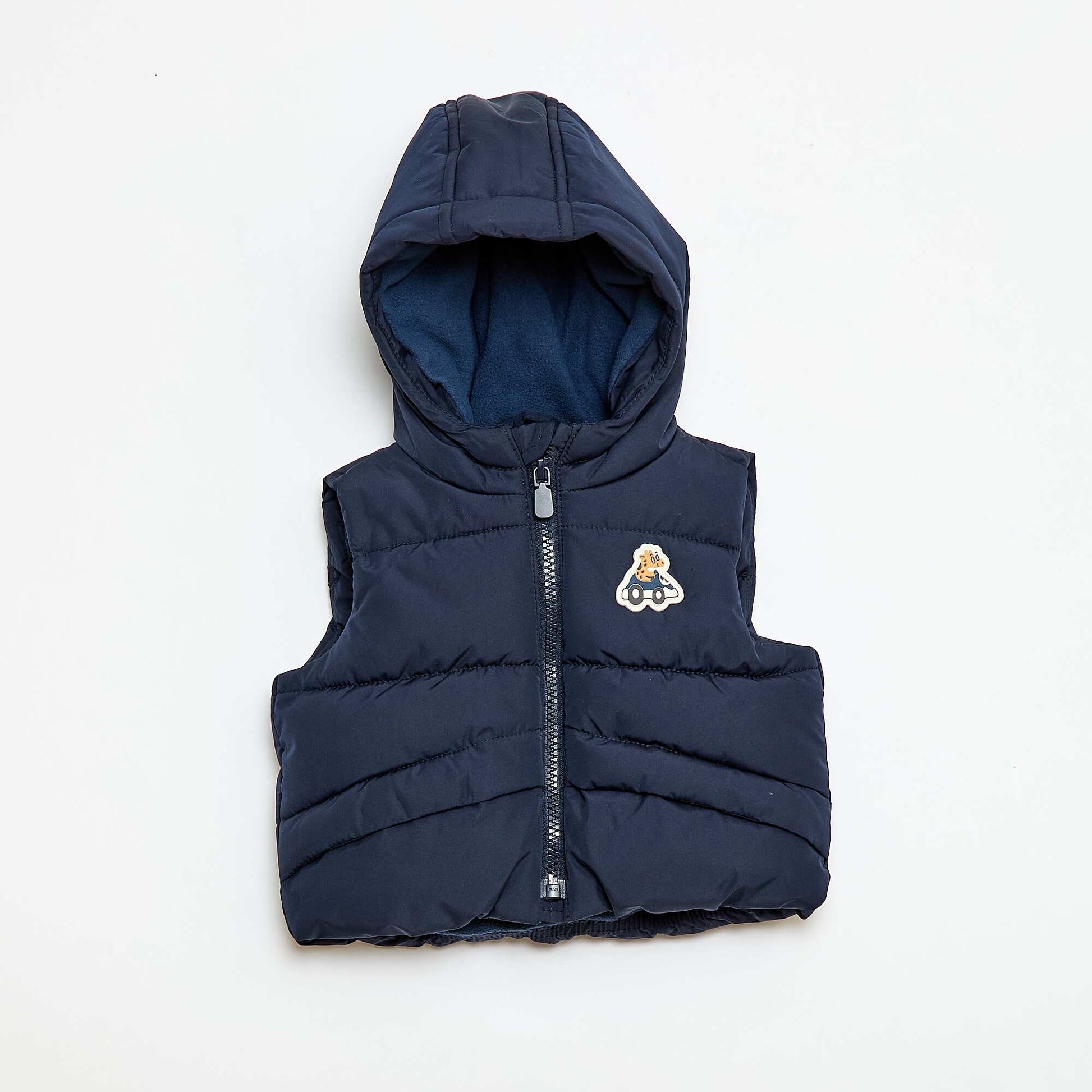Sleeveless Padded Hooded Puffer Vest BEIGE