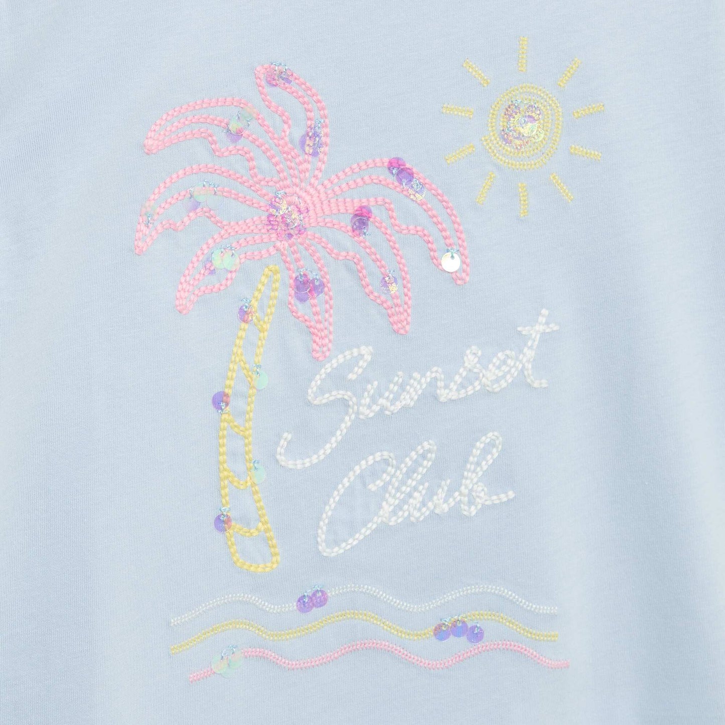Short-Sleeved T-Shirt with Sequin Design BLUE